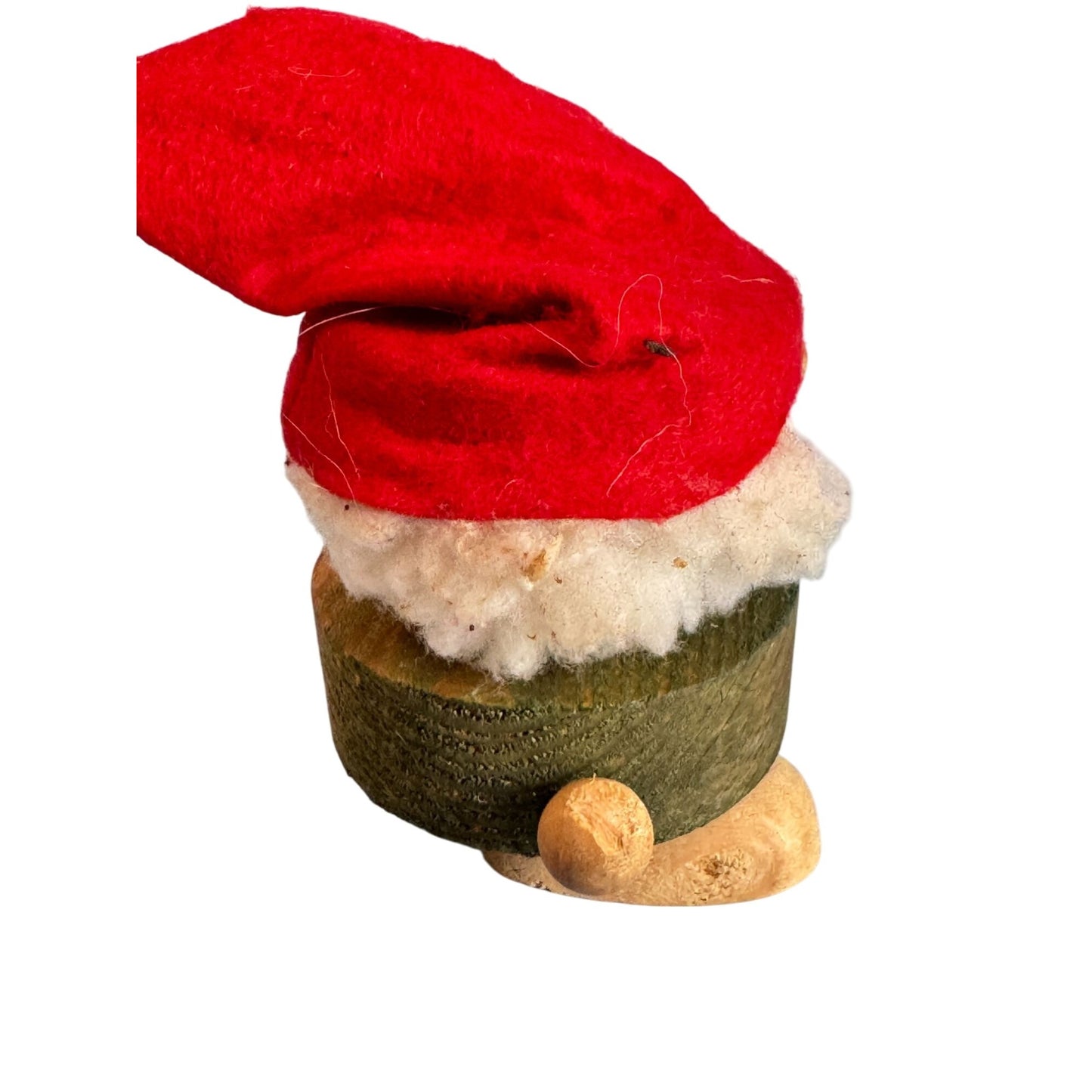 Vintage Handmade Wooden Christmas Gnome Figurine Red White Wool Nordic Sweden