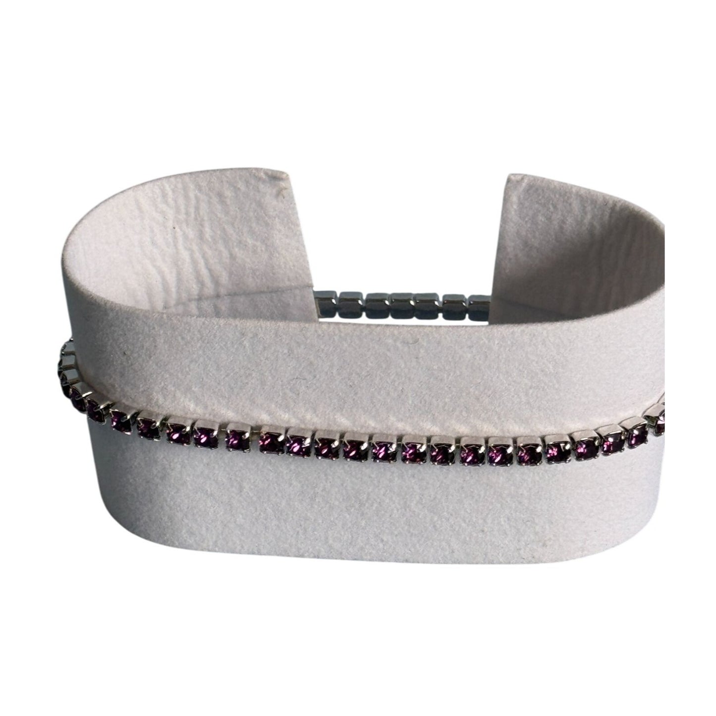 Oliver Weber Amethyst Swarovski Crystal Stretch Bracelet In Gift Box