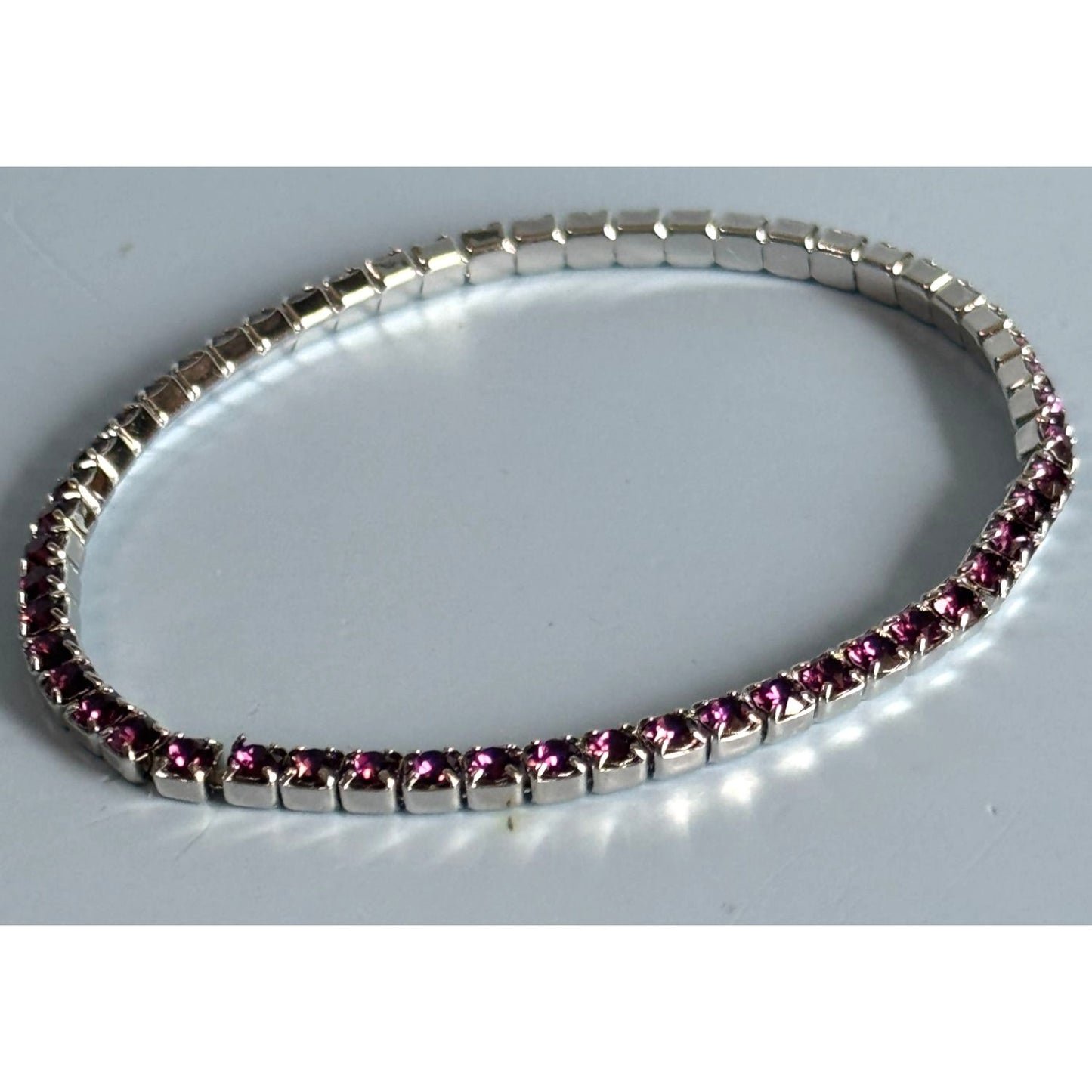 Oliver Weber Amethyst Swarovski Crystal Stretch Bracelet In Gift Box