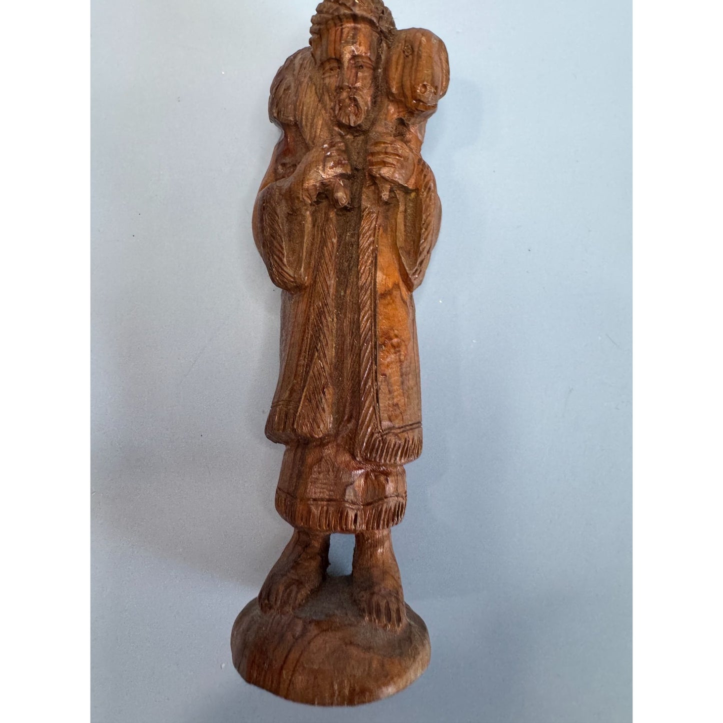 Vintage Olive Wood Shepherd With Sheep Figurine Handcrafted Bethlehem