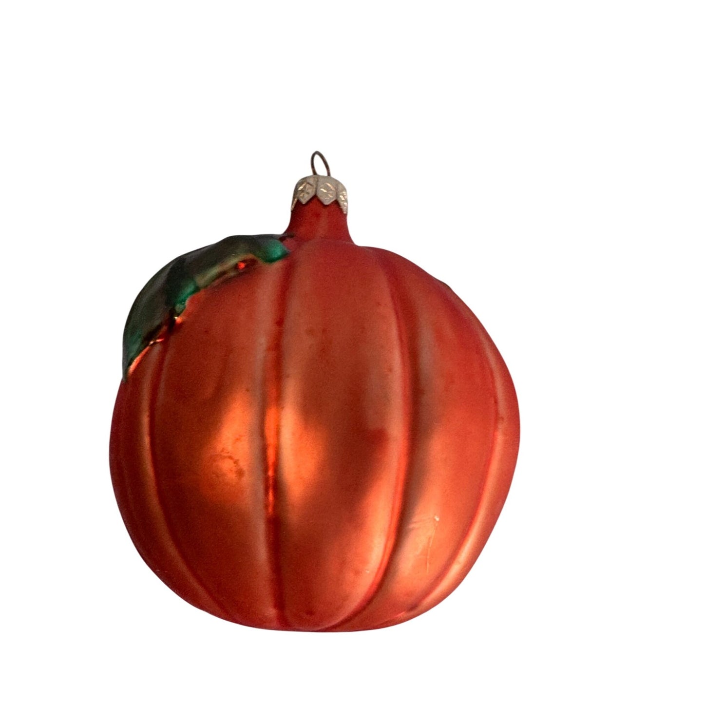 Blown Glass Smiley Pumpkin Ornament 5" x 4" Halloween & Autumn Decor