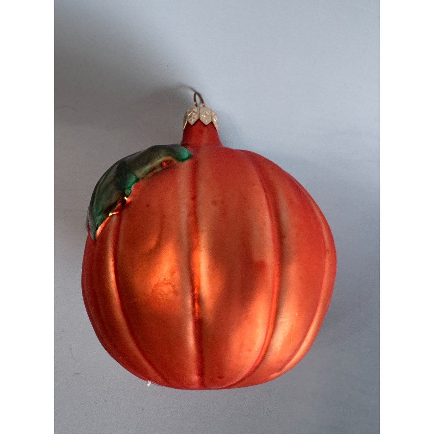 Blown Glass Smiley Pumpkin Ornament 5" x 4" Halloween & Autumn Decor