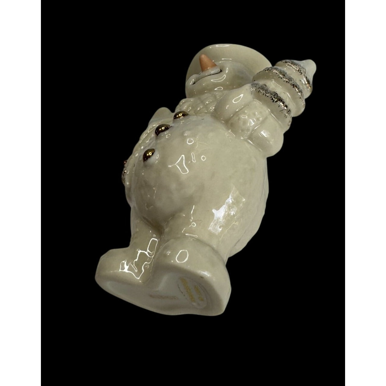 Title Lenox Snowman Figurine Ivory Porcelain Gold Accents 3.75 Inch Holiday Decor