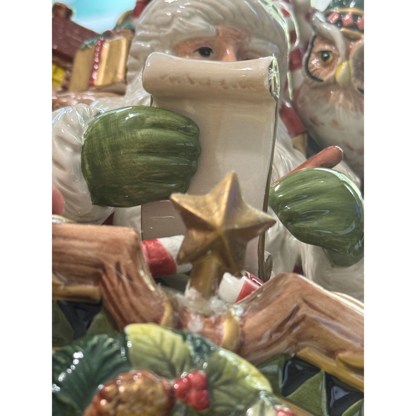 Fitz & Floyd Christmas Lodge Cookie Jar Santa Sleigh 13" x 8" x 15"