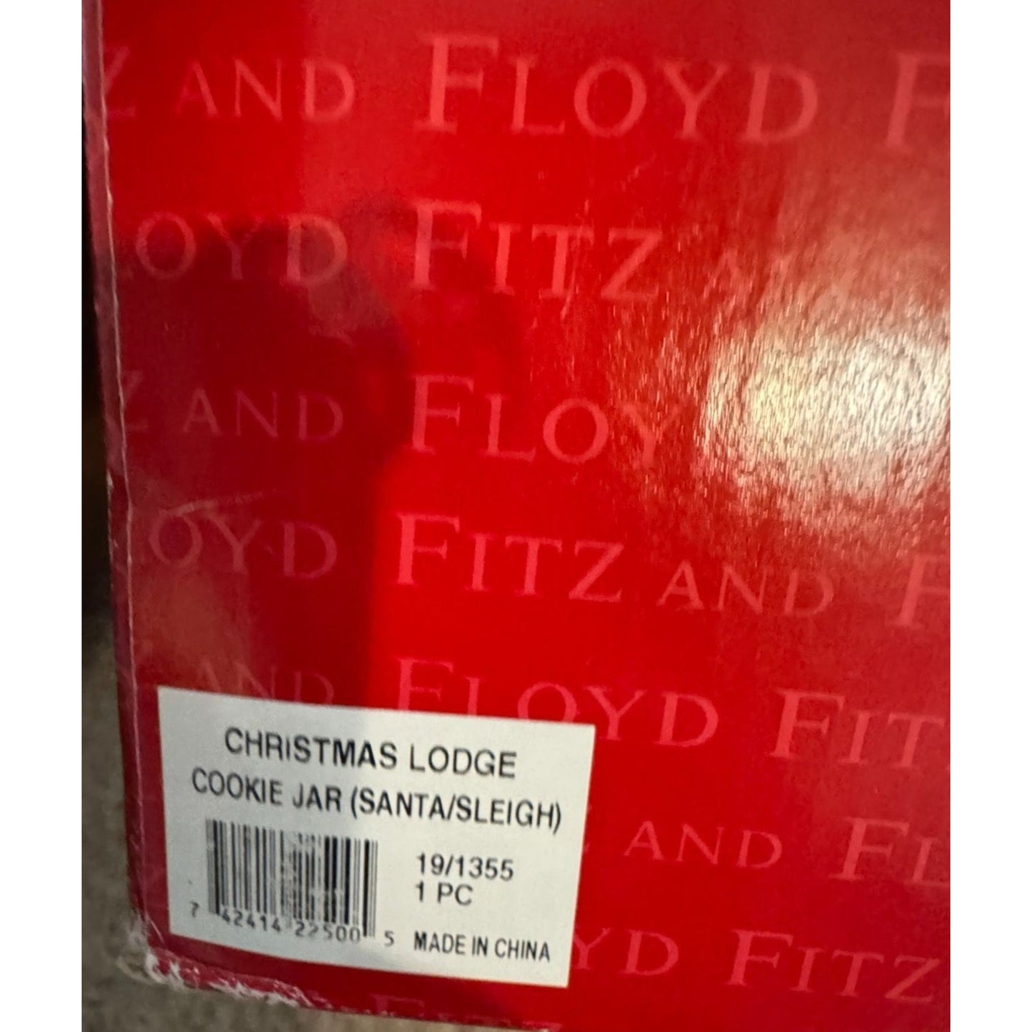Fitz & Floyd Christmas Lodge Cookie Jar Santa Sleigh 13" x 8" x 15"