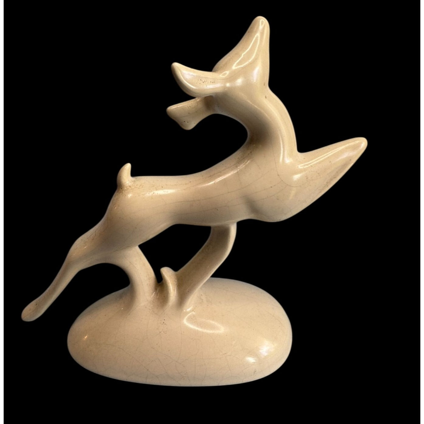 Fred Harvey Shops Art Deco Gazelle Figurine Cream Ceramic w/Sticker 7" x 6"