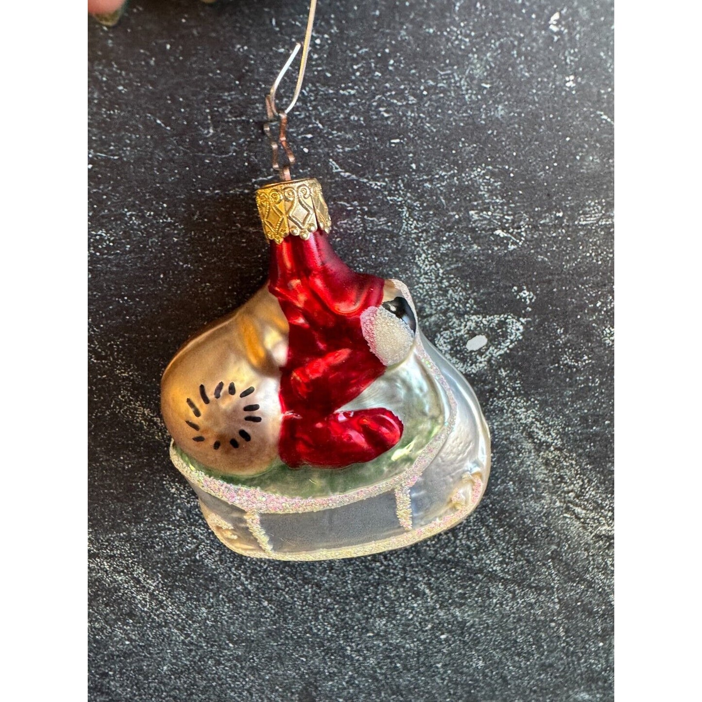 Vintage OWC Inge Glas Santa Sleigh Toys Glass Ornament Germany