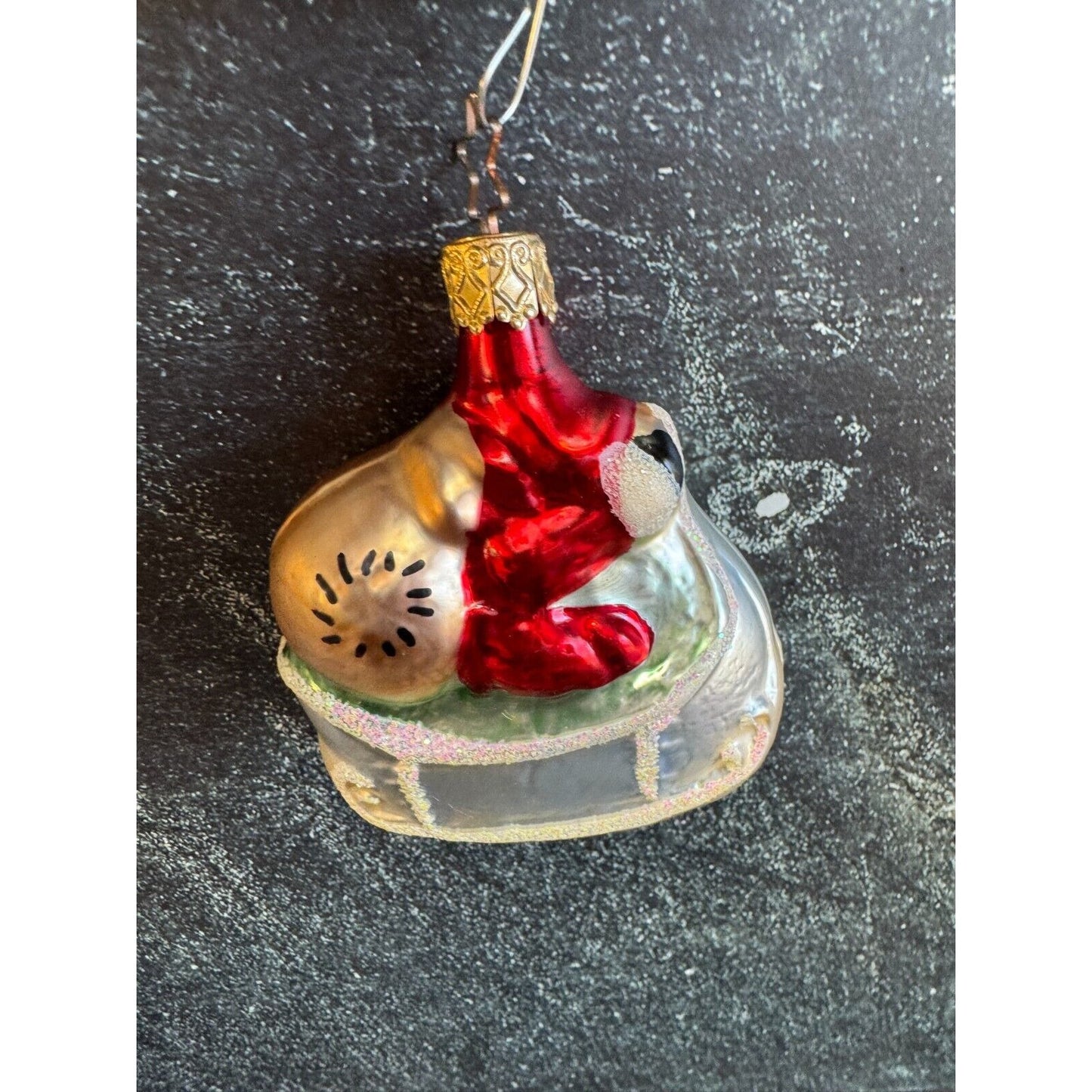 Vintage OWC Inge Glas Santa Sleigh Toys Glass Ornament Germany