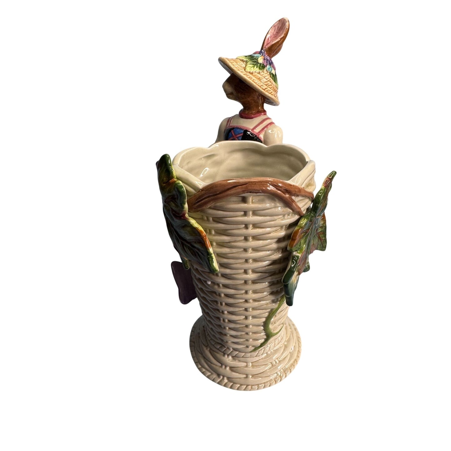 Fitz & Floyd Old World Girl Rabbit Utensil Holder Figurine 11"
