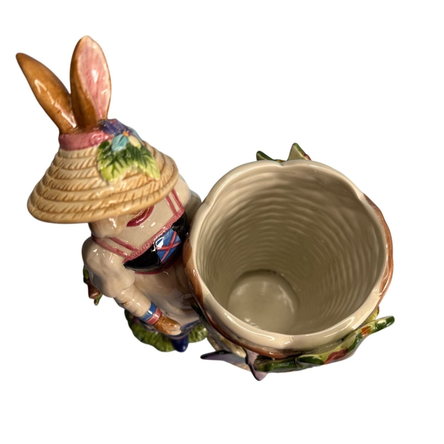 Fitz & Floyd Old World Girl Rabbit Utensil Holder Figurine 11"