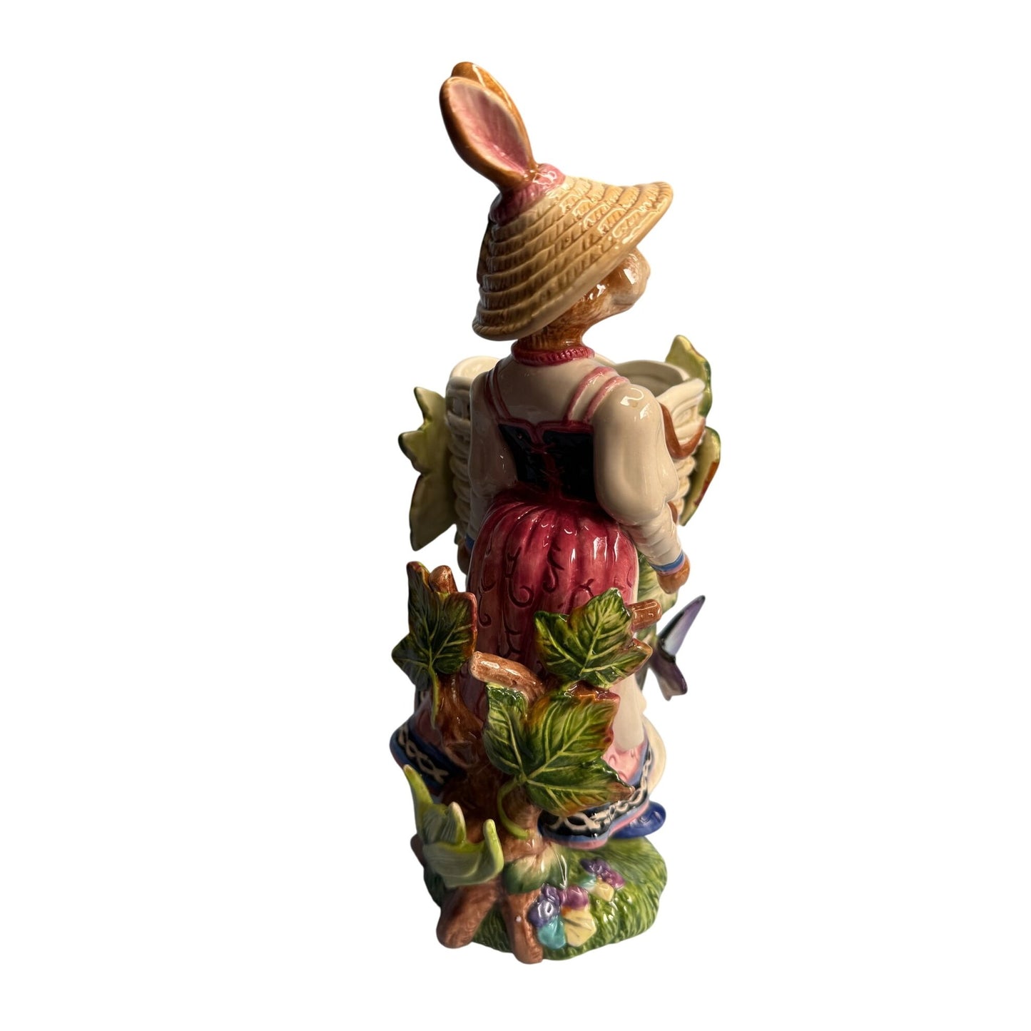 Fitz & Floyd Old World Girl Rabbit Utensil Holder Figurine 11"
