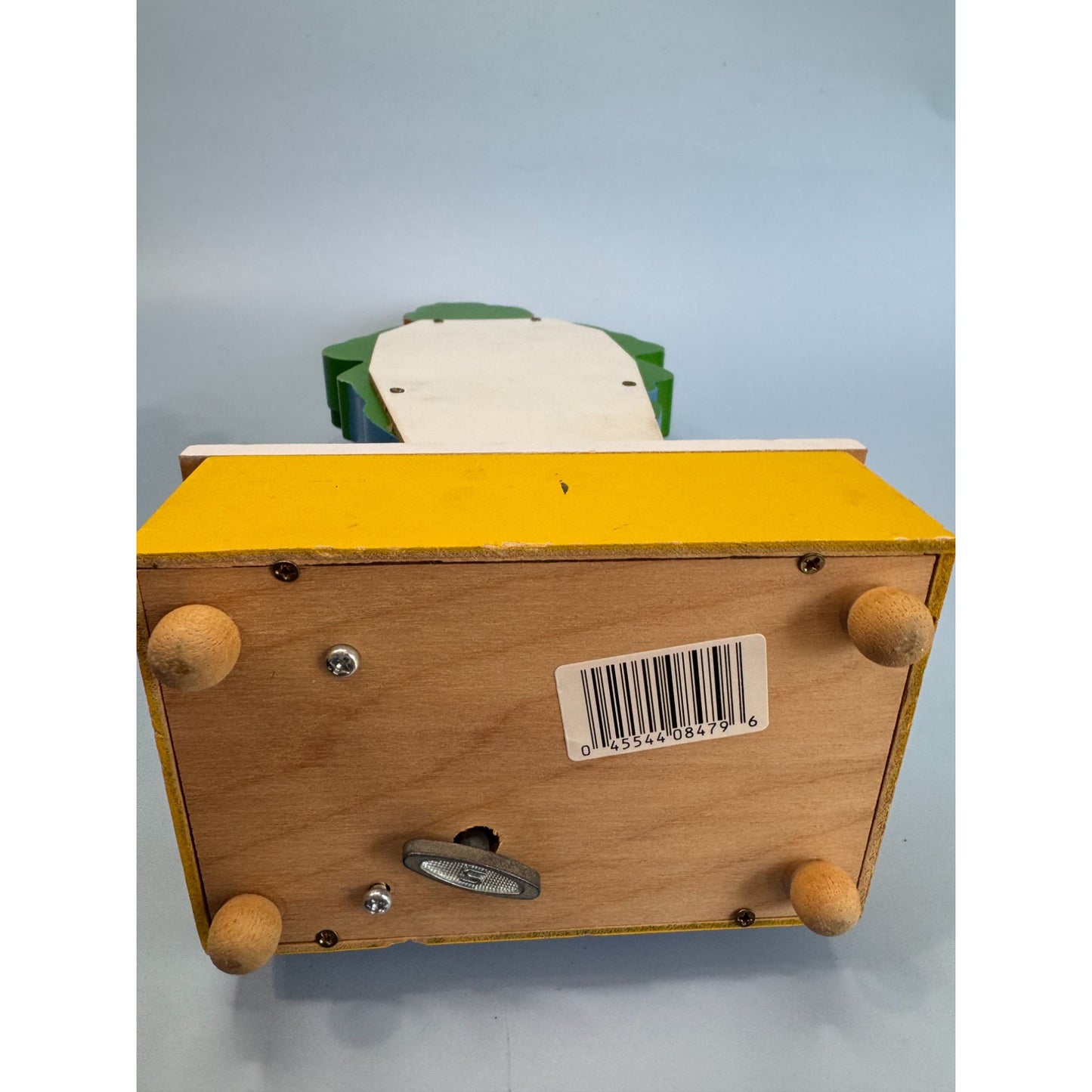 Vintage Wooden Clown Music Box With Puppet & Teddy Bear Wind-Up Animated Motion