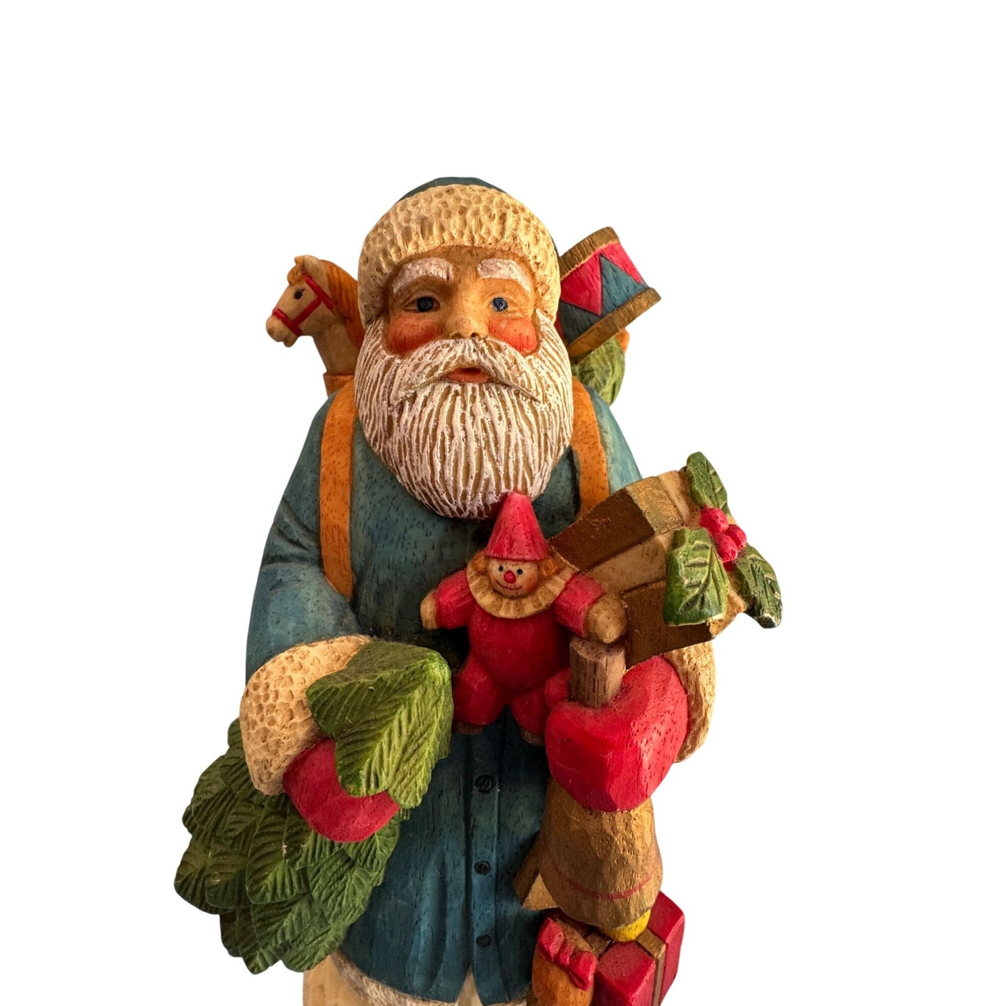 Kurt Adler Santa Figurine Blue Coat Resin 10.5" Hand-Painted Collectible Heavy