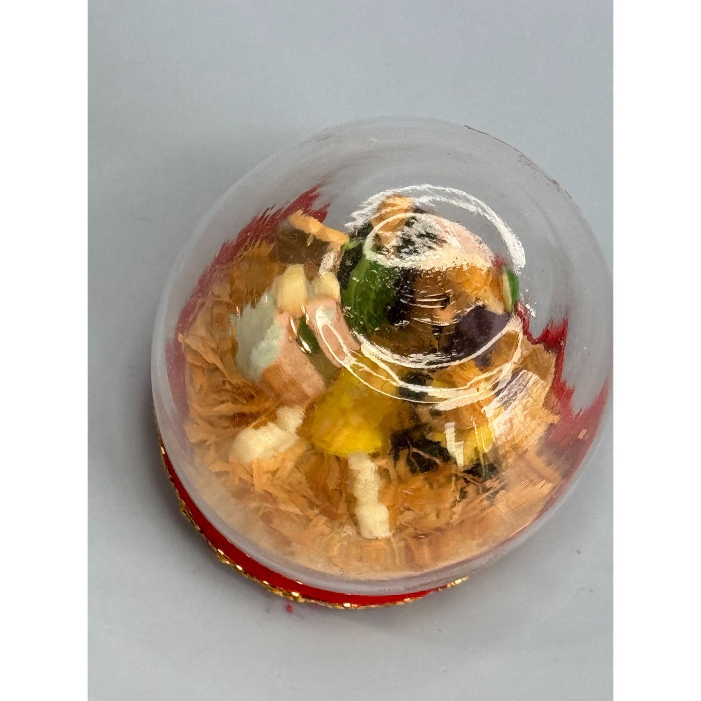 Vintage Nativity Scene Snow Globe With Red & Gold Base