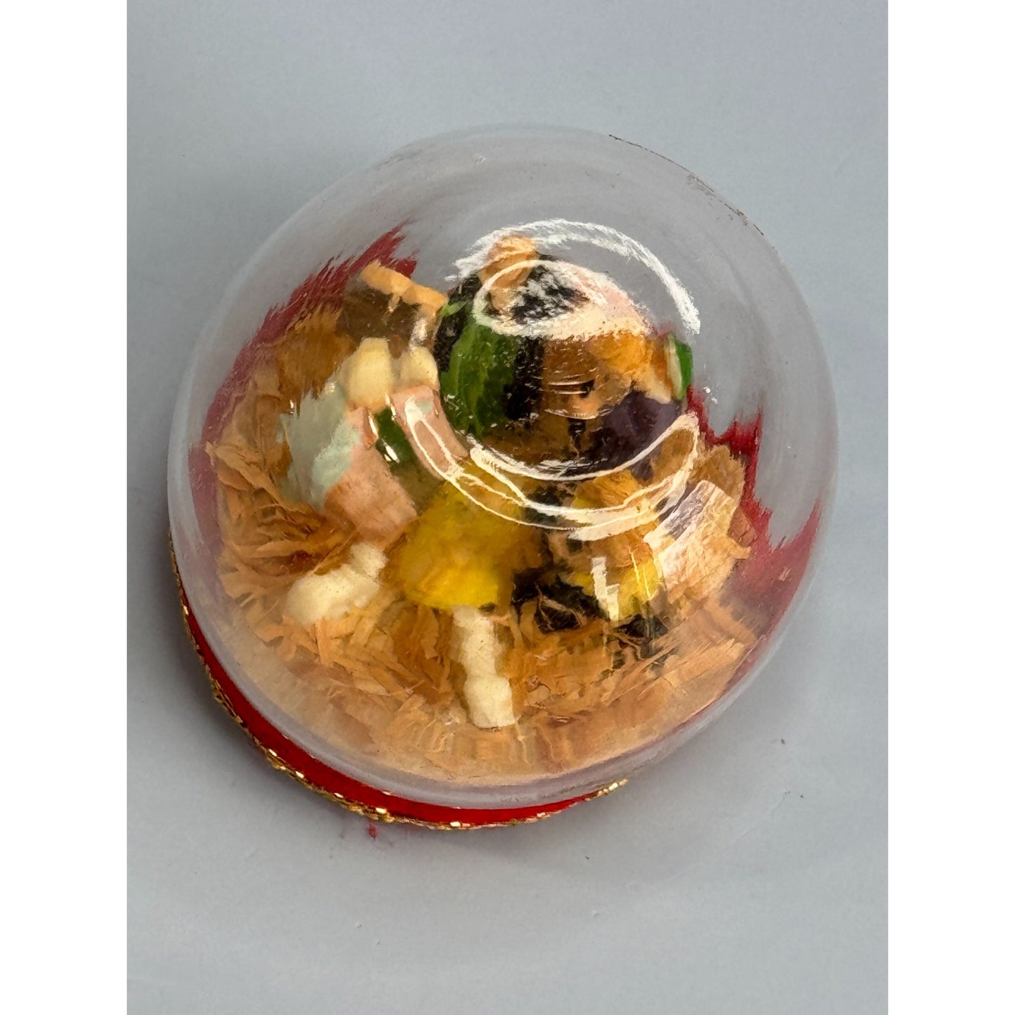 Vintage Nativity Scene Snow Globe With Red & Gold Base