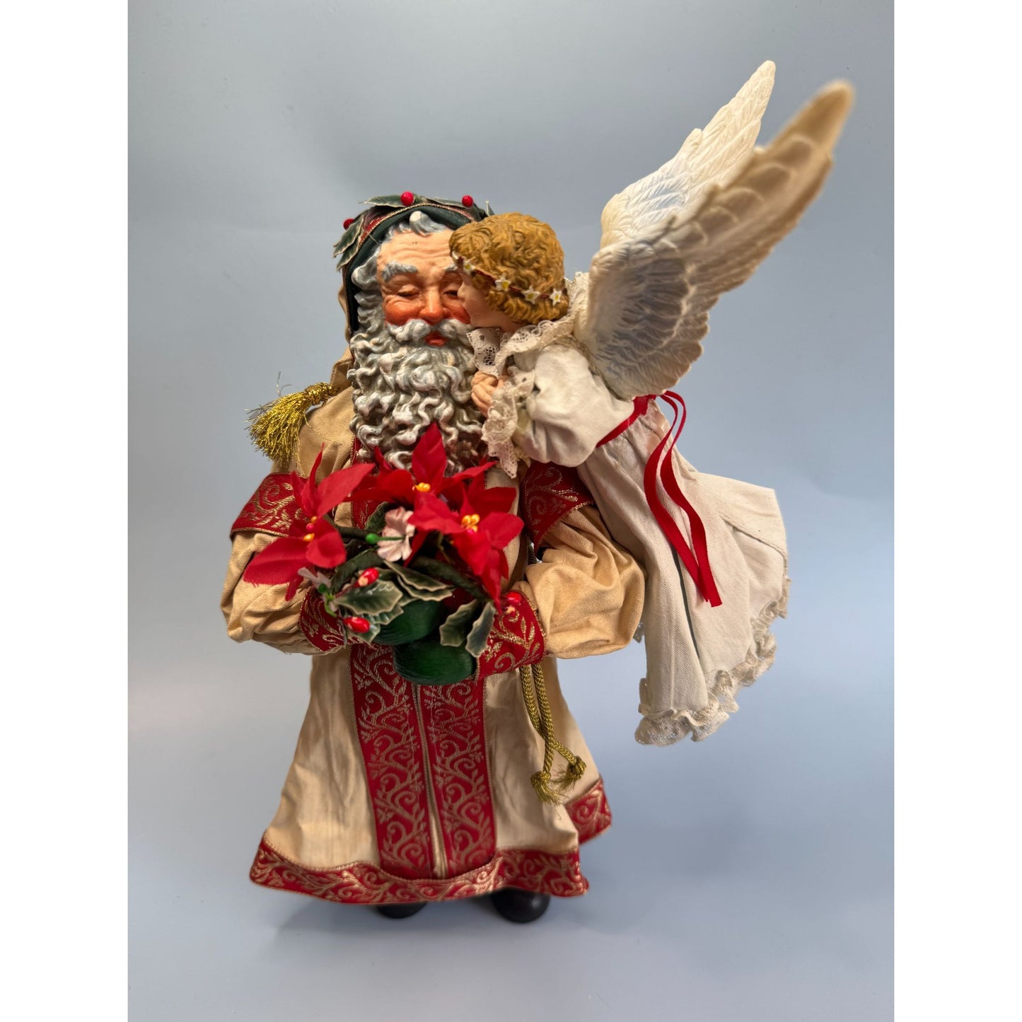 VTG 1992 12" Possible Dreams Clothique "An Angels Kiss" Santa & Angel Christmas Figurine