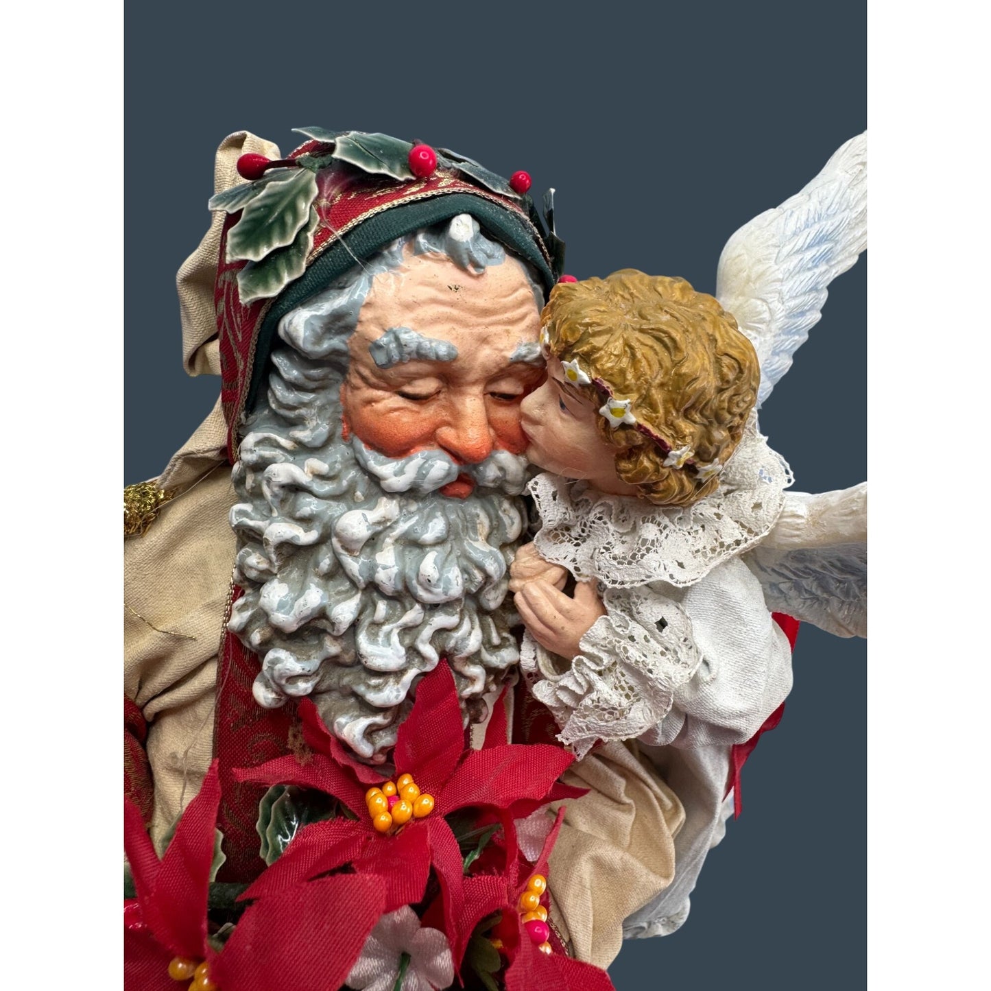 VTG 1992 12" Possible Dreams Clothique "An Angels Kiss" Santa & Angel Christmas Figurine
