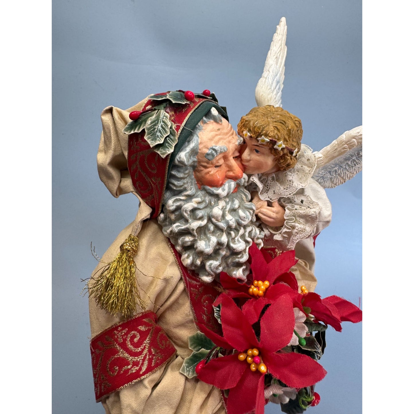 VTG 1992 12" Possible Dreams Clothique "An Angels Kiss" Santa & Angel Christmas Figurine
