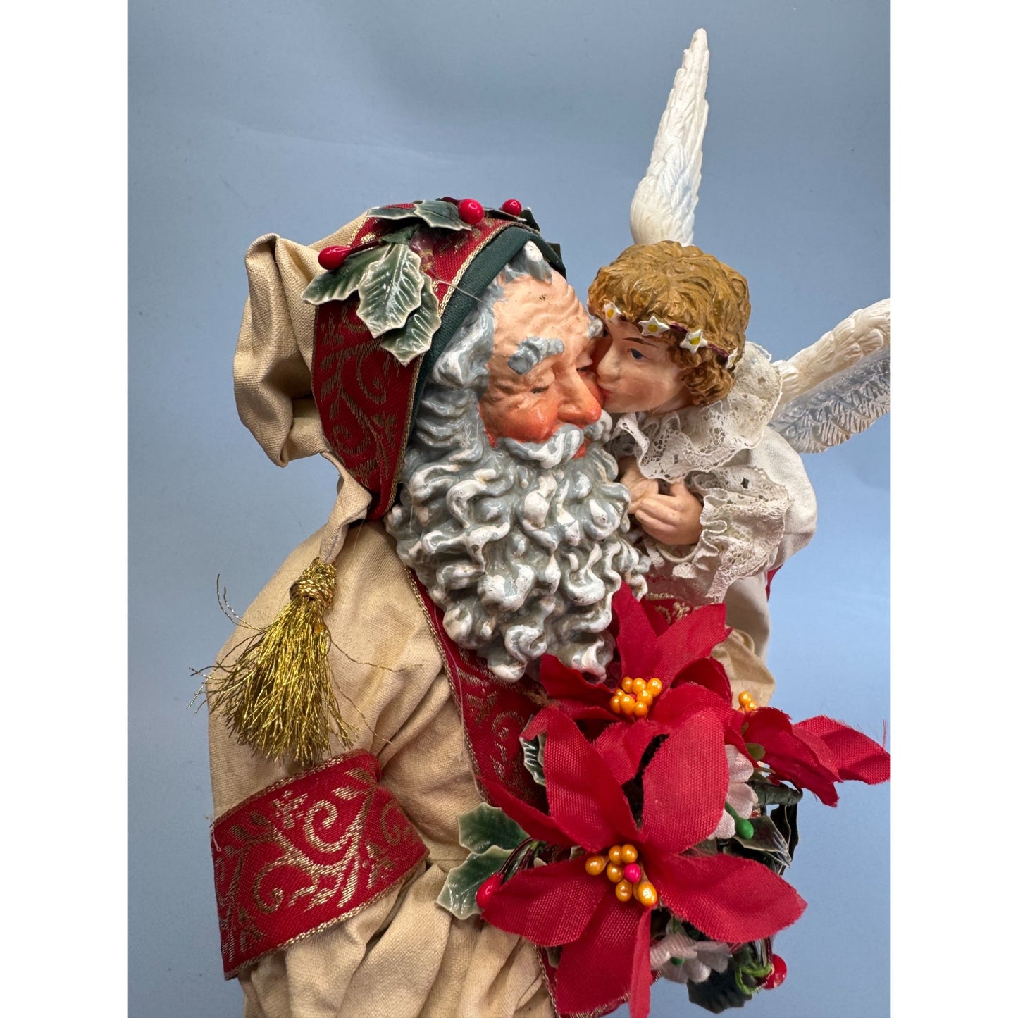VTG 1992 12" Possible Dreams Clothique "An Angels Kiss" Santa & Angel Christmas Figurine