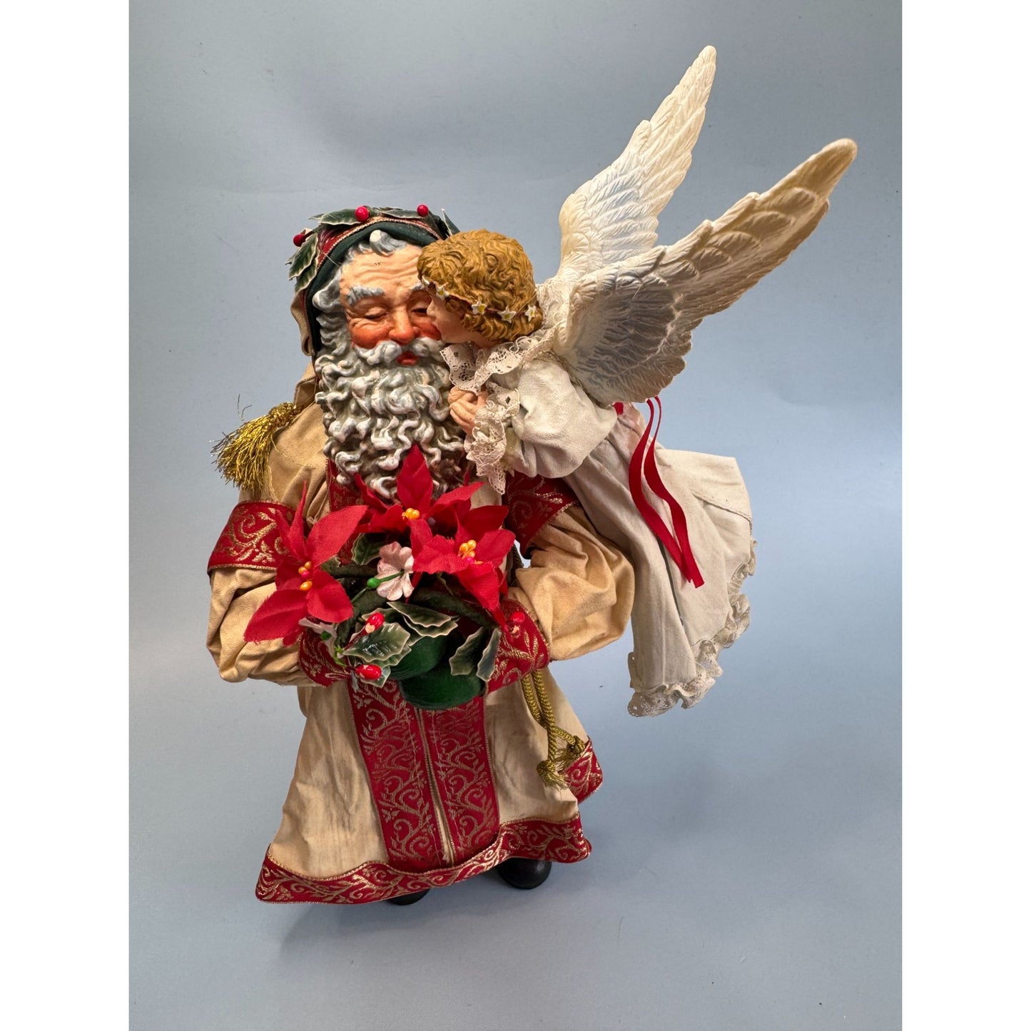VTG 1992 12" Possible Dreams Clothique "An Angels Kiss" Santa & Angel Christmas Figurine