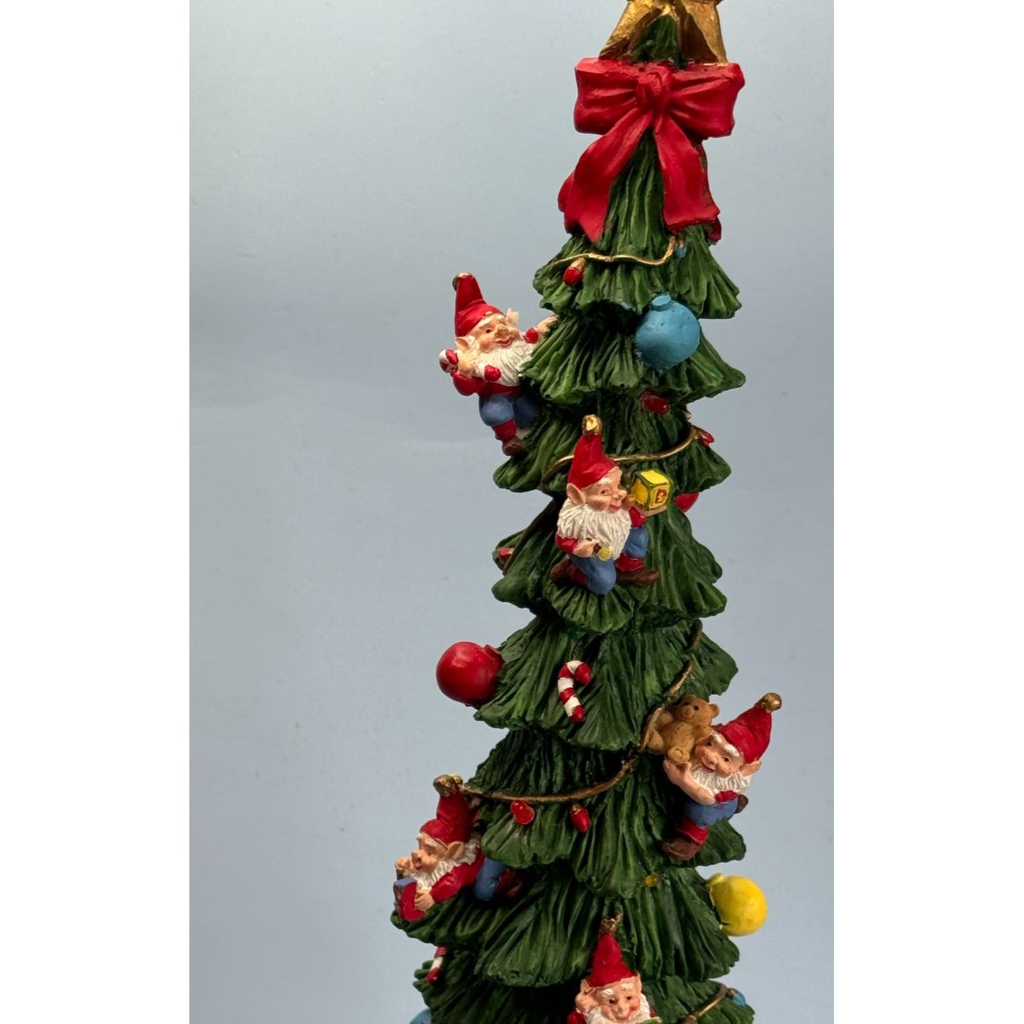 Christmas Tree Figurine Lights and Music Elves and Toys 15.5" Tall Decoration