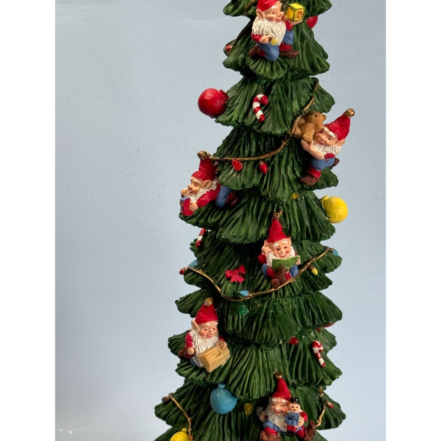 Christmas Tree Figurine Lights and Music Elves and Toys 15.5" Tall Decoration