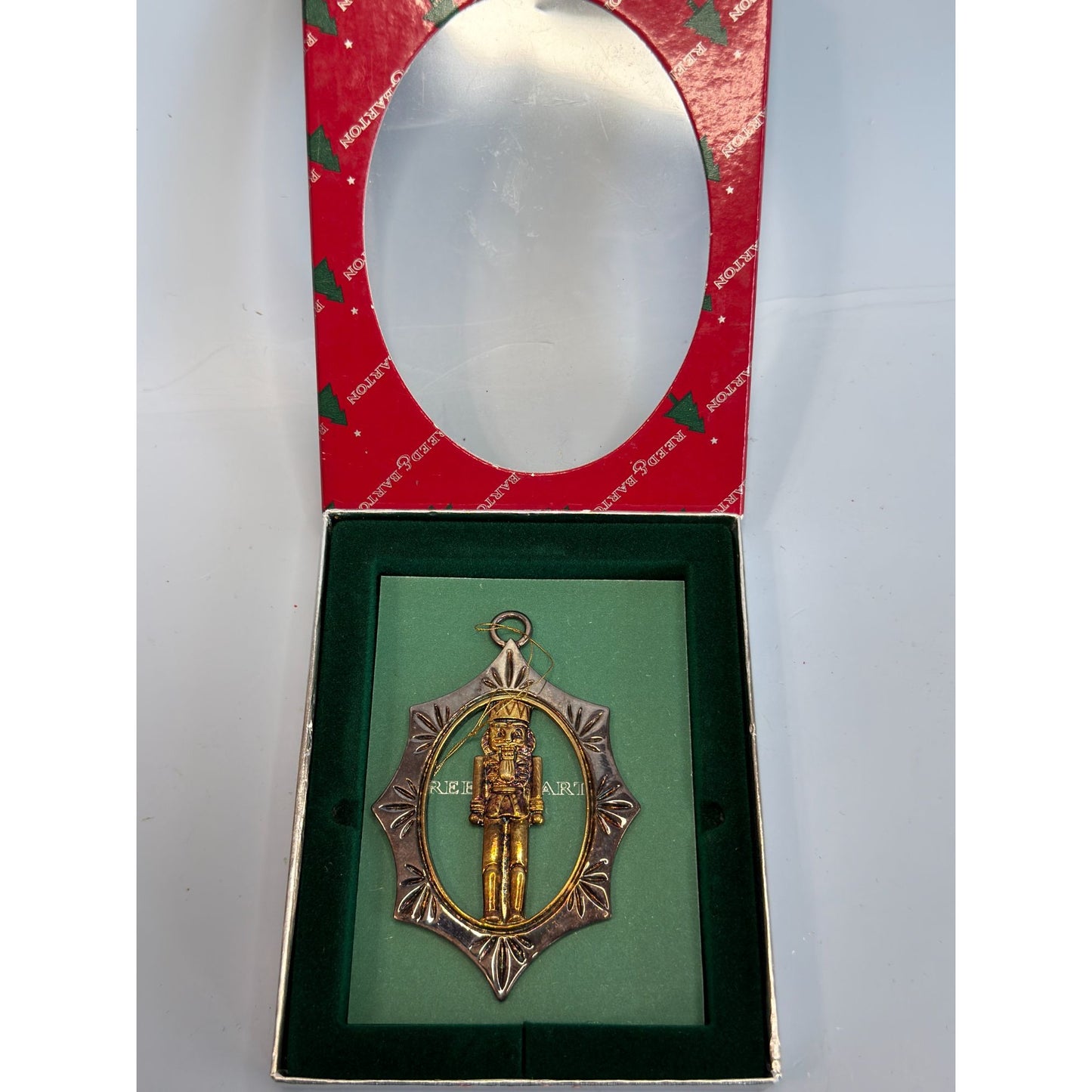 Reed & Barton Nutcracker Ornament Two-Tone Oval Frame Boxed