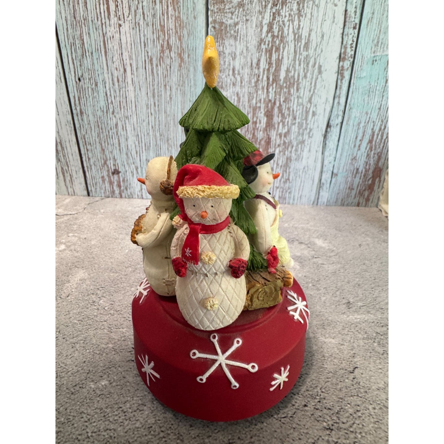 Hallmark Snowman Family Musical Figurine plays O Christmas Tree 7"