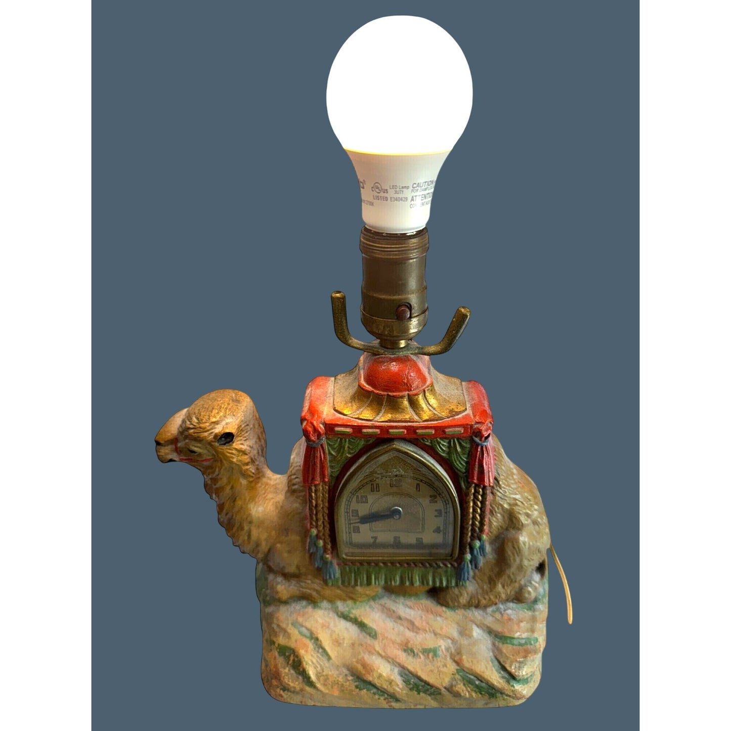 Vintage Camel Shaped De Luxe Art Clock Table Lamp