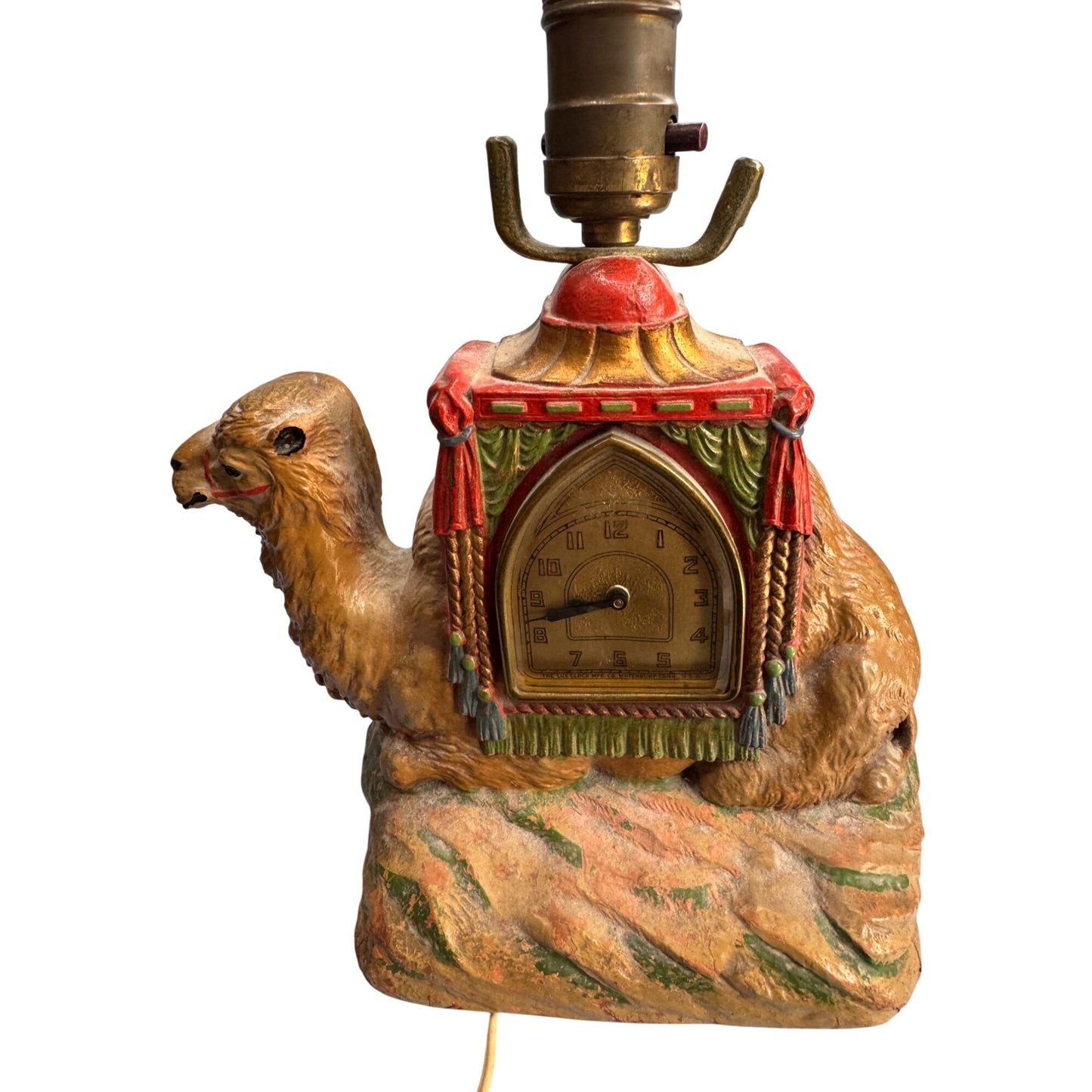 Vintage Camel Shaped De Luxe Art Clock Table Lamp