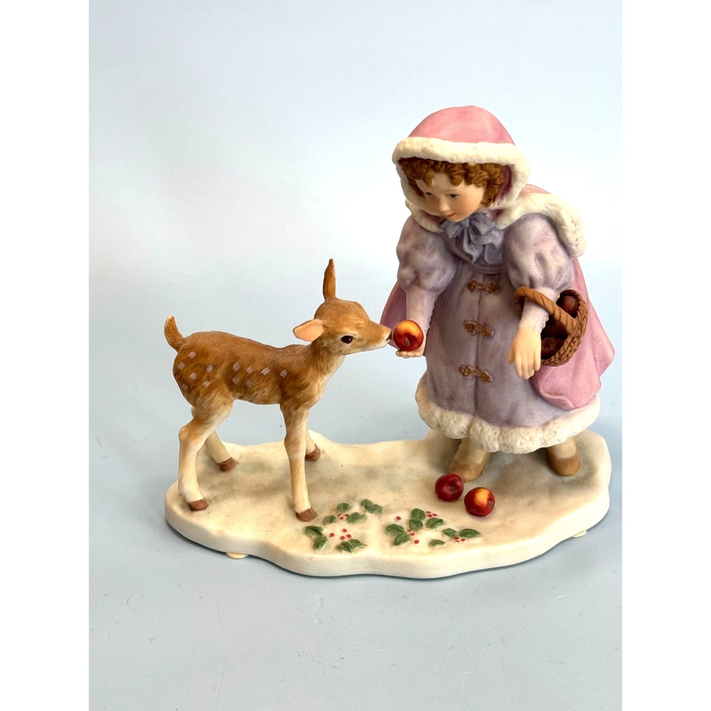 Its For You Girl Feeding Deer Enesco Treasured Memories Porcelain Figurine 5"
