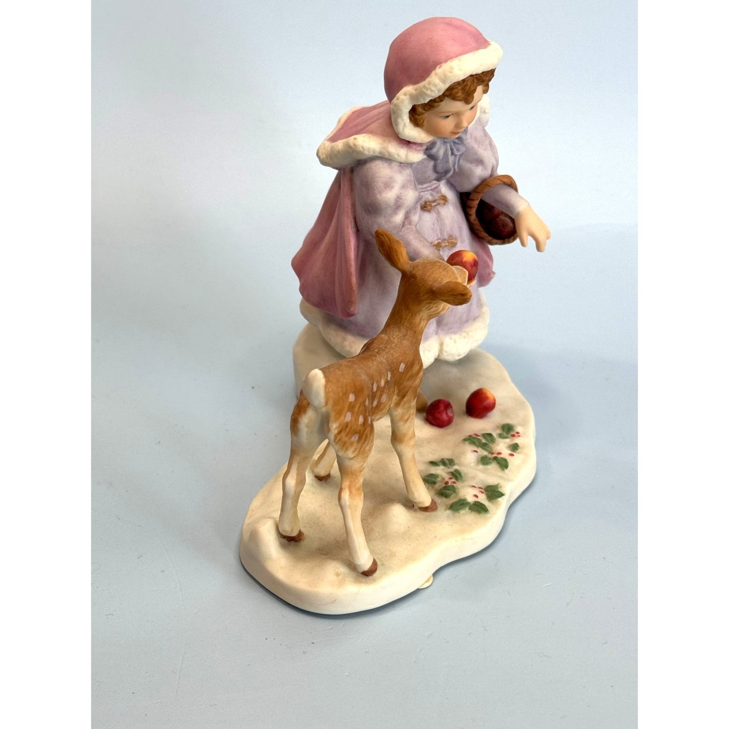 Its For You Girl Feeding Deer Enesco Treasured Memories Porcelain Figurine 5"
