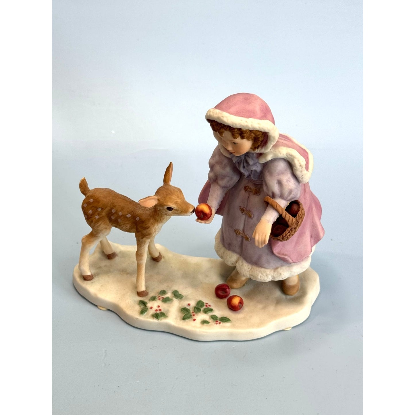 Its For You Girl Feeding Deer Enesco Treasured Memories Porcelain Figurine 5"