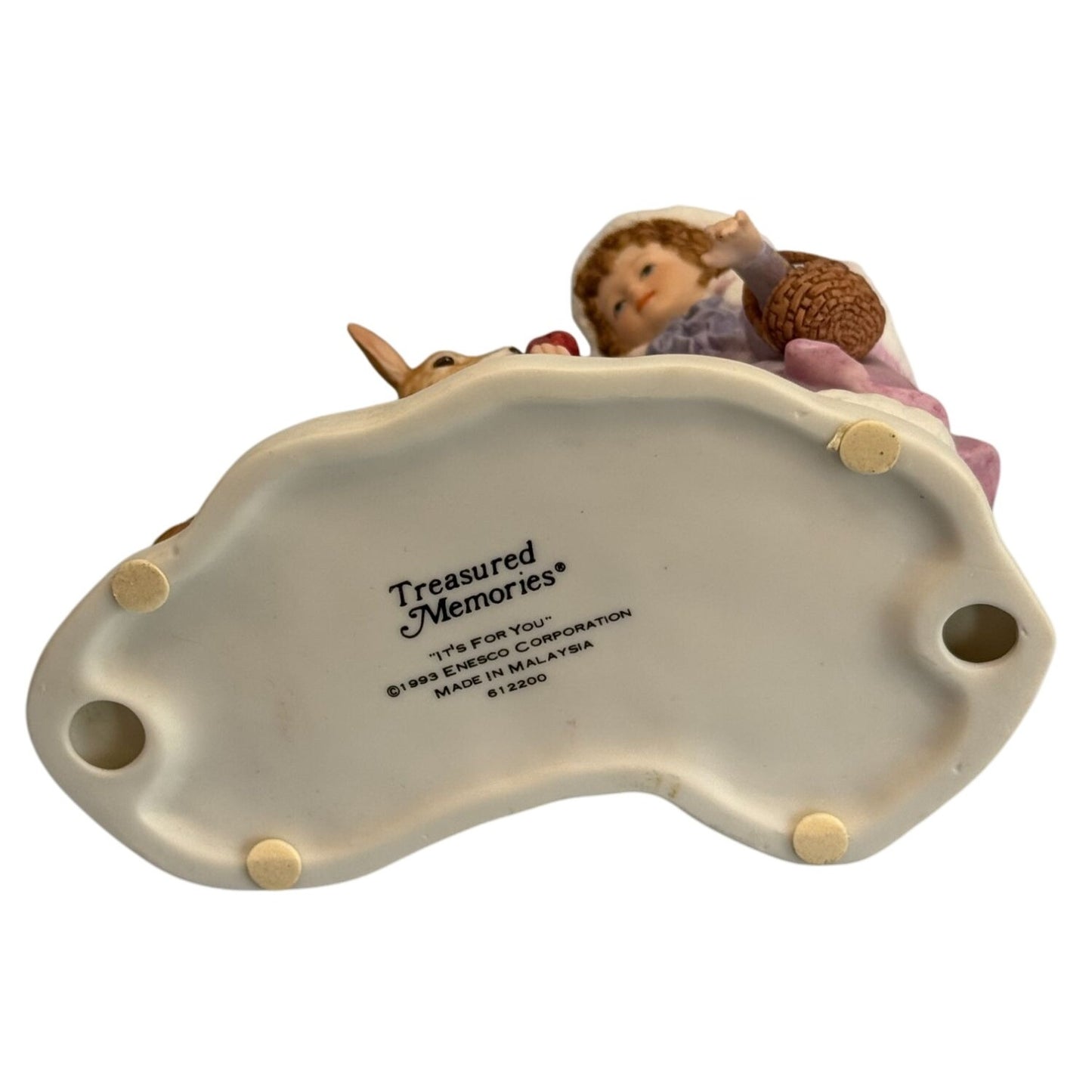 Its For You Girl Feeding Deer Enesco Treasured Memories Porcelain Figurine 5"