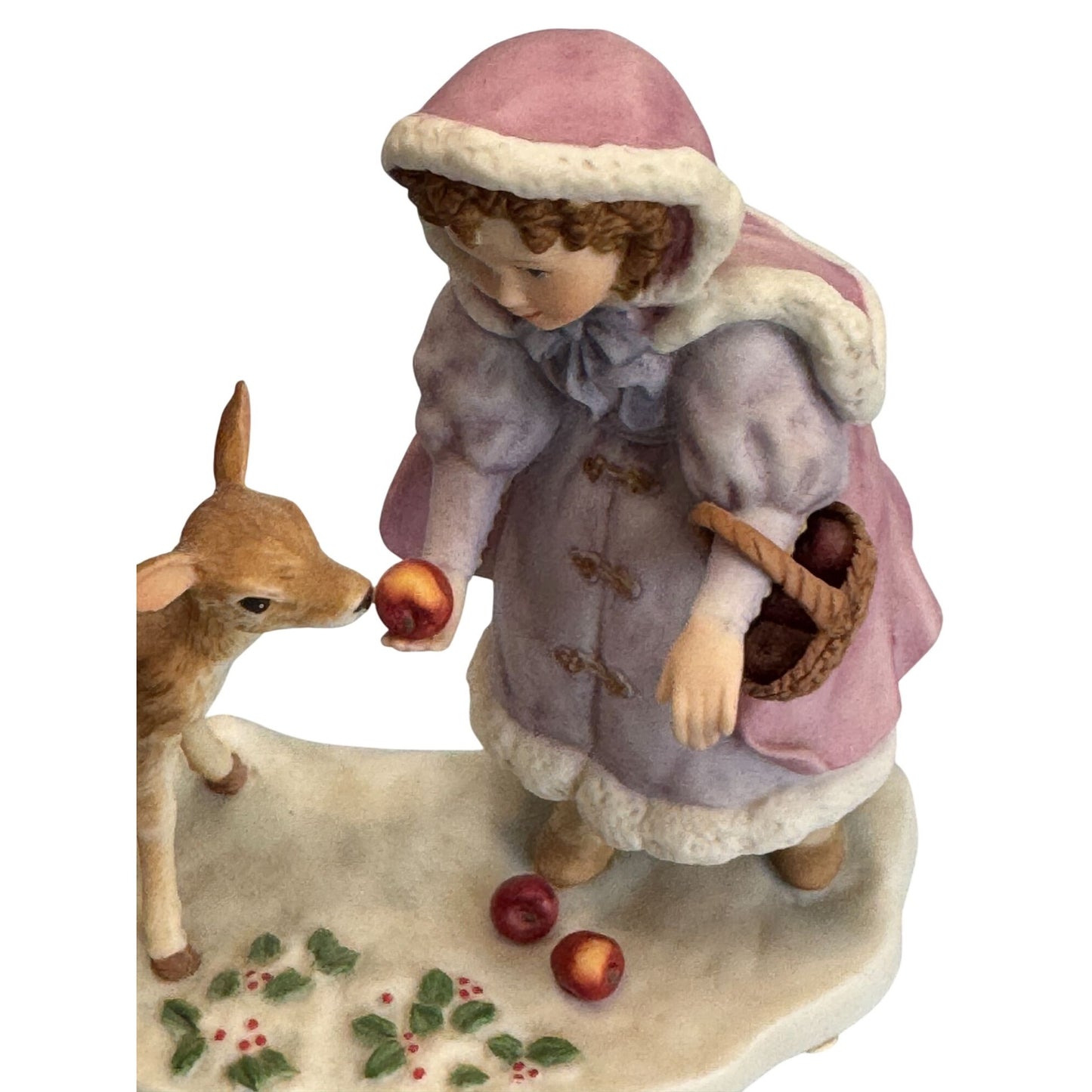 Its For You Girl Feeding Deer Enesco Treasured Memories Porcelain Figurine 5"