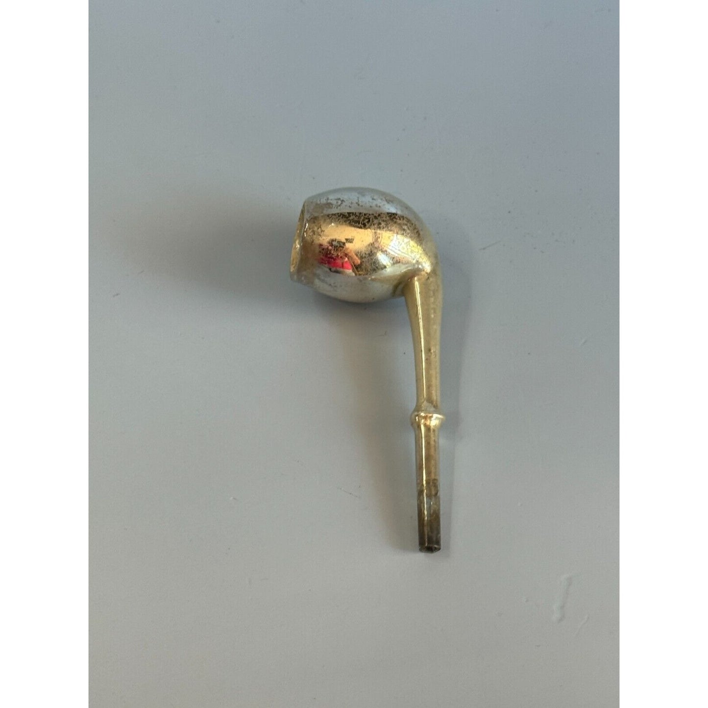 Antique Blown Glass Silver Straight Stem Pipe Ornament Germany C1940