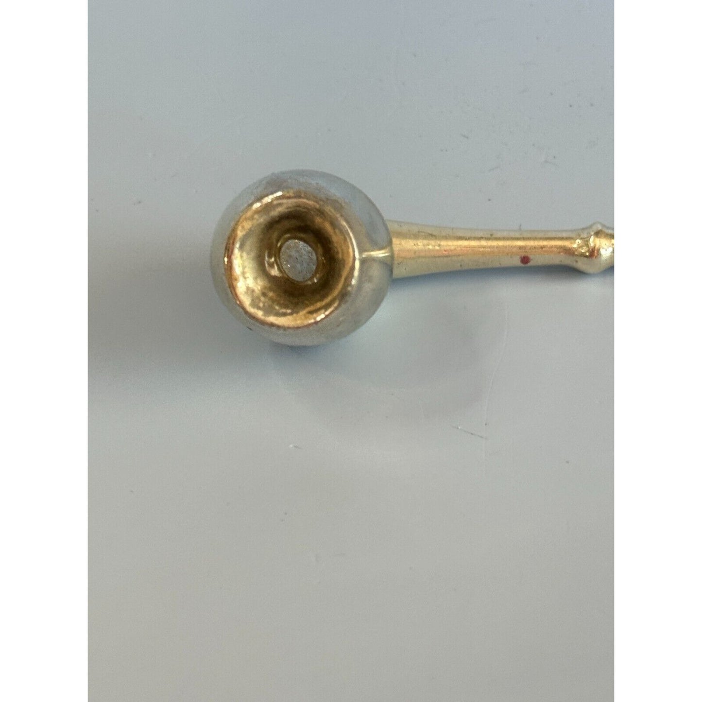 Antique Blown Glass Silver Straight Stem Pipe Ornament Germany C1940