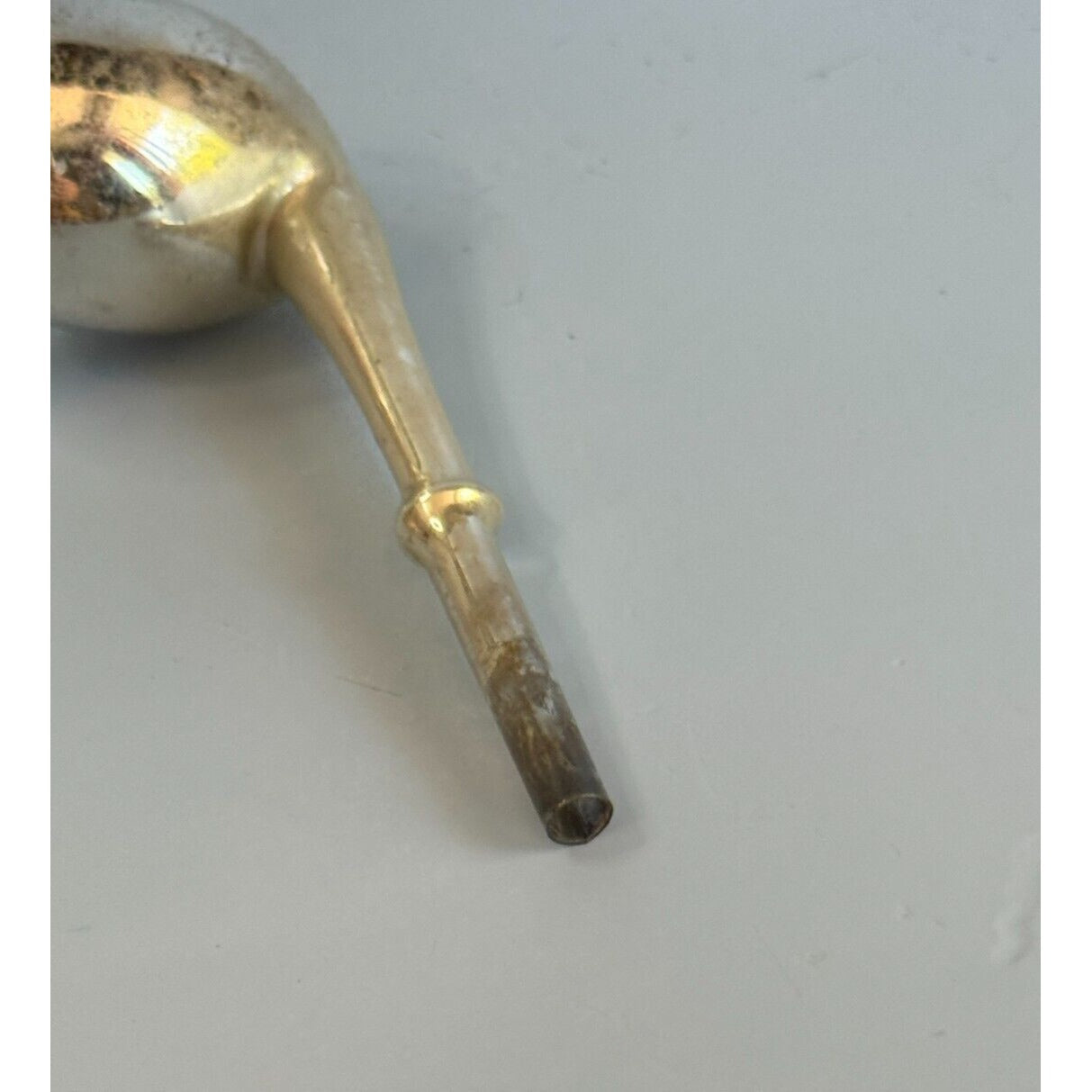 Antique Blown Glass Silver Straight Stem Pipe Ornament Germany C1940