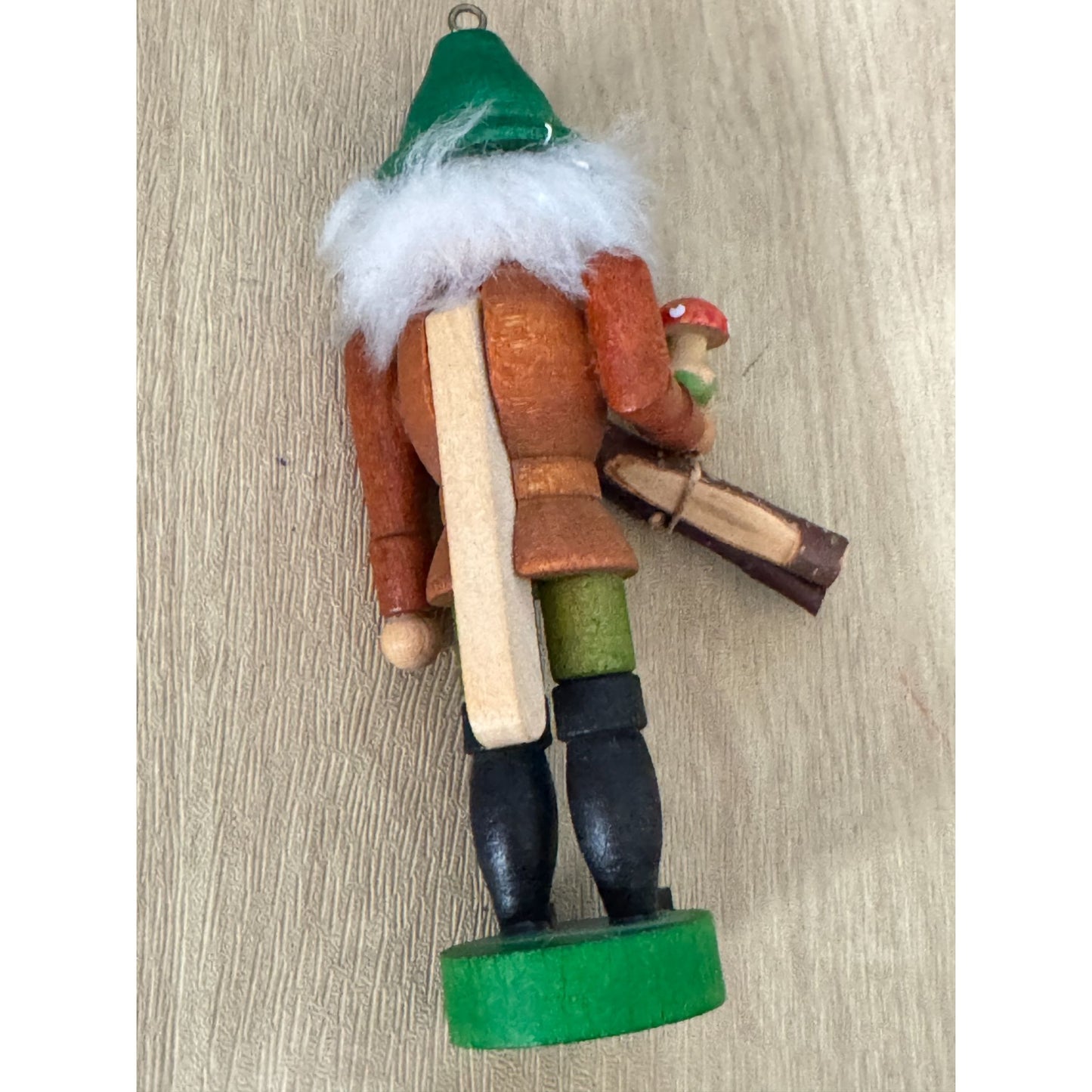 Carved Wood Nutcracker Ornament Germany 4 Inch Green/Brown Holiday Decor