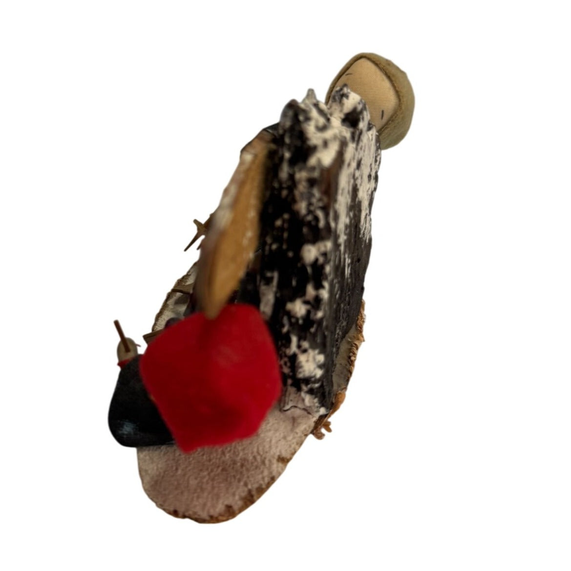 Vintage Japanese Ski Diorama Figurine Mt Zao Handmade Felt Wood Skiers Souvenir