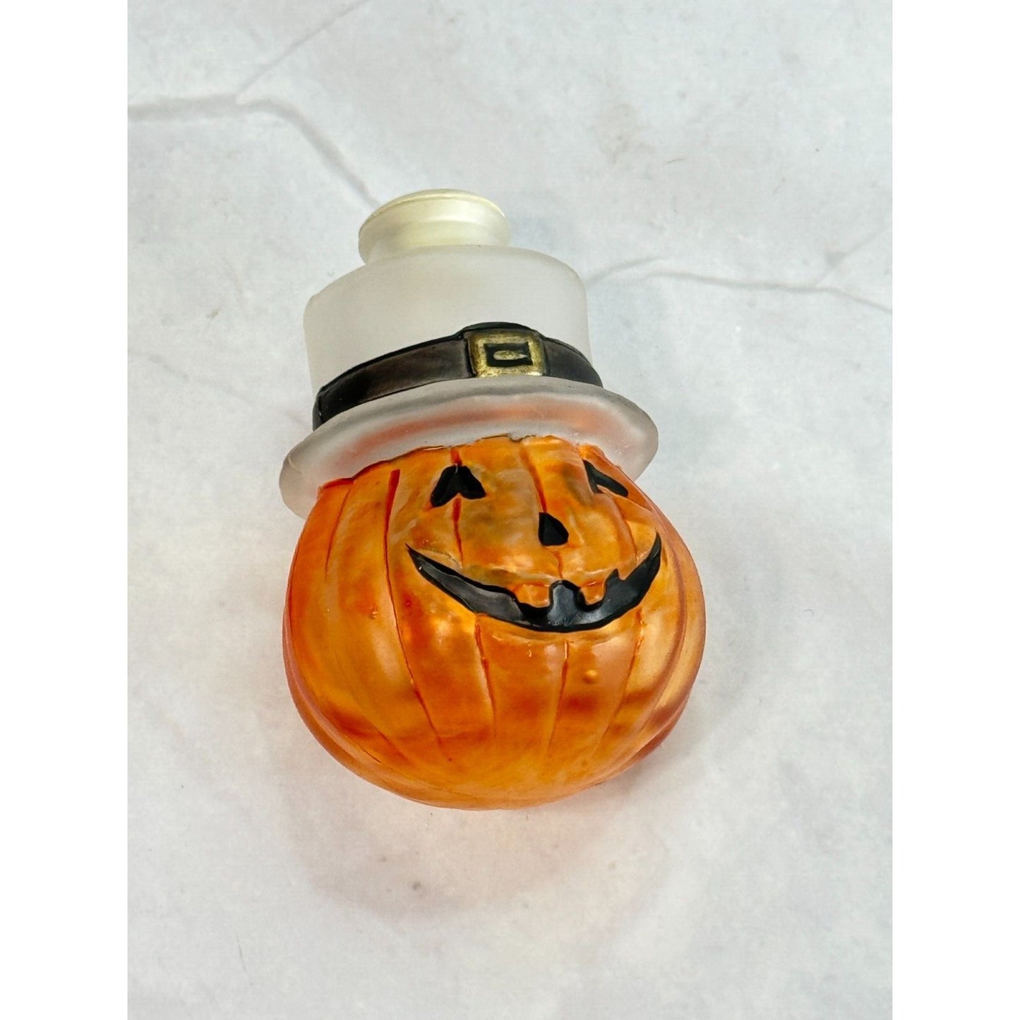 Vintage Old World Christmas Pumpkin Head Halloween Glass Light Cover Frosted Top Hat