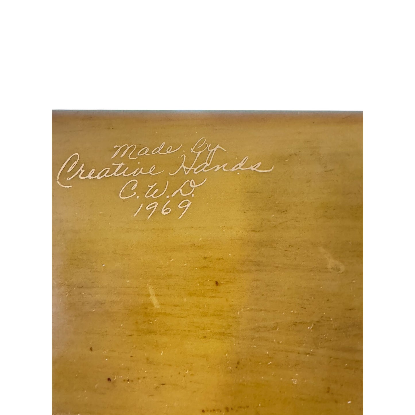 Vintage Wooden Box With Scenic Landscape Print Floral-Lined Interior Locking Clasp Signed Creative Hands 1969 12" x 7" x 3"