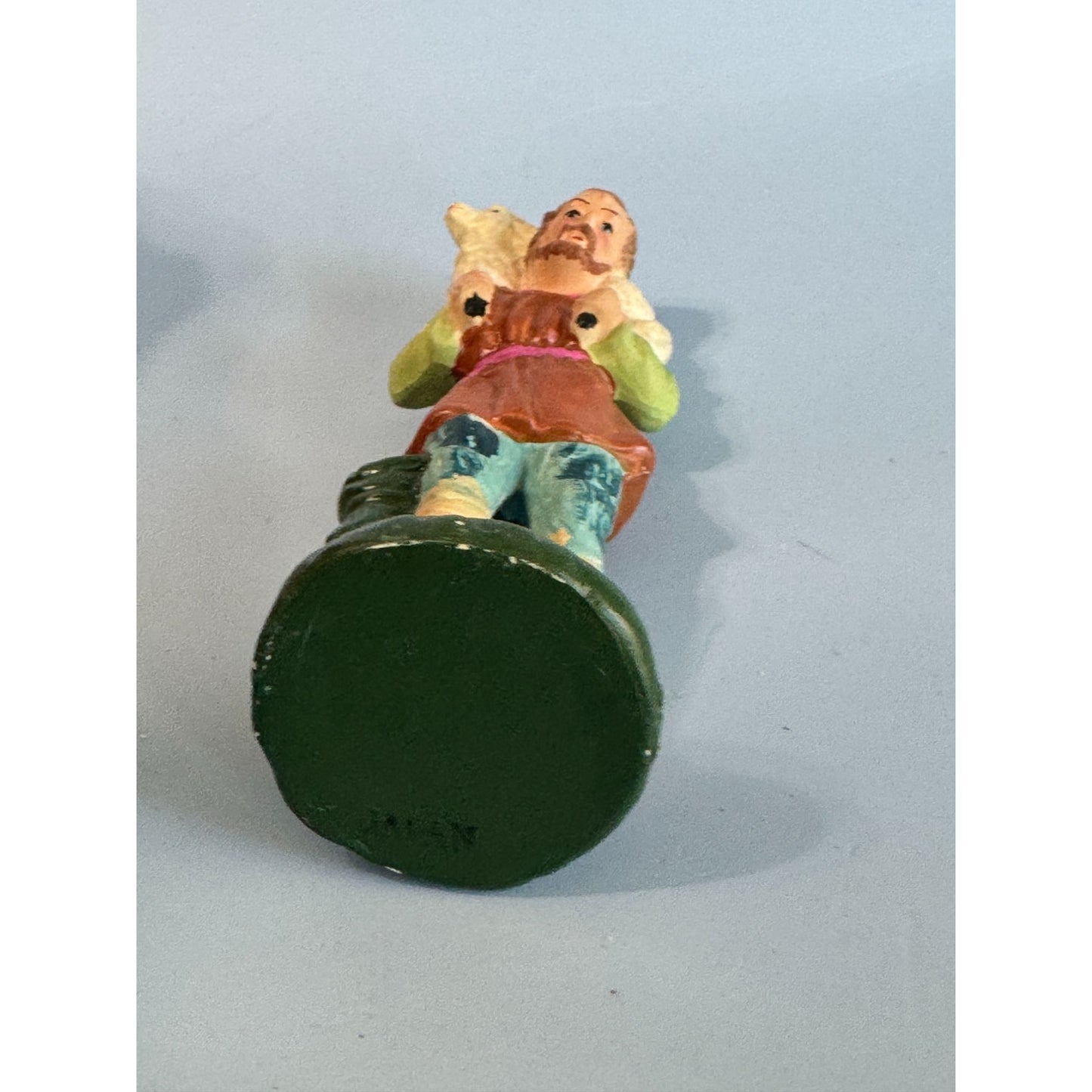 Midcentury Paper Mache Shepherd Figurine Japan 5.5" Multicolor Handmade