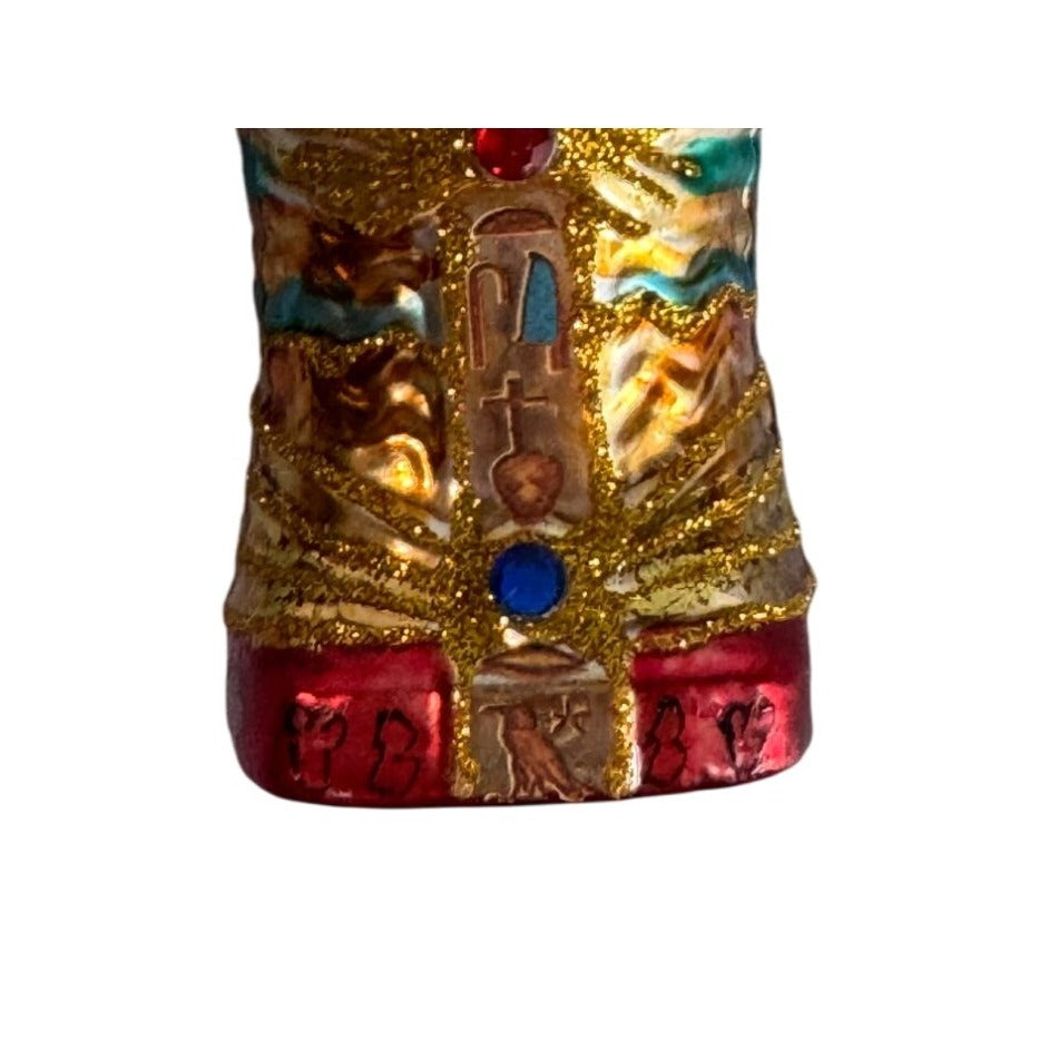 Blown Glass Mummy Sarcophagus Egyptian Ornament Intricately Designed W/Symbols