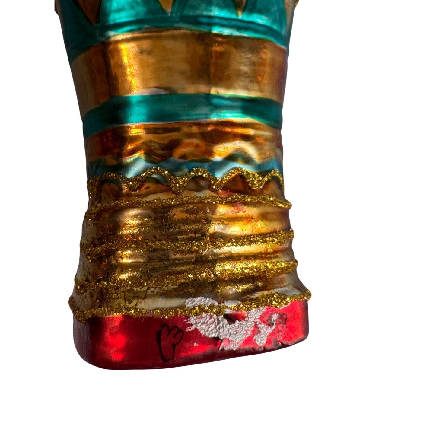 Blown Glass Mummy Sarcophagus Egyptian Ornament Intricately Designed W/Symbols