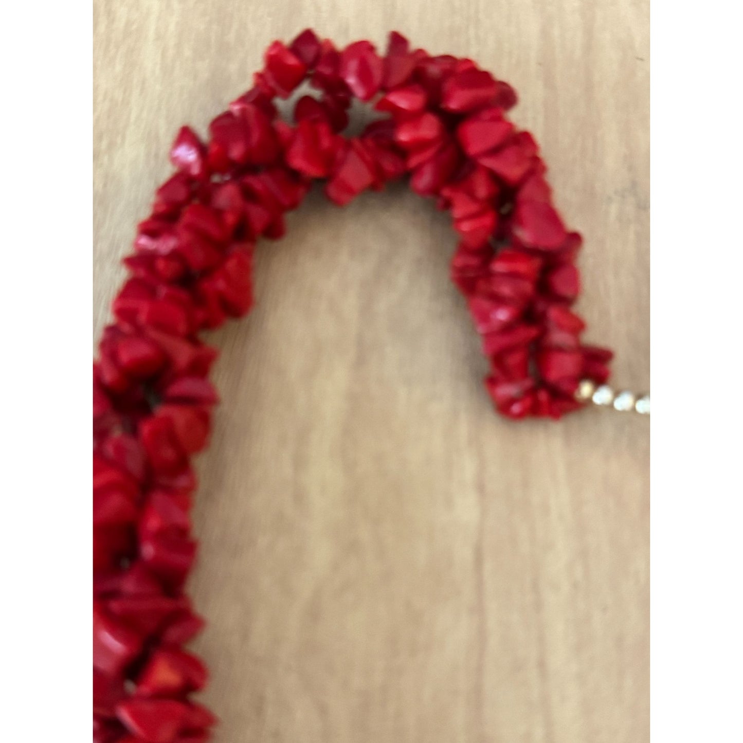 Dyed Red Coral Twisted Strands Beaded Necklace Screw Clasp 16"