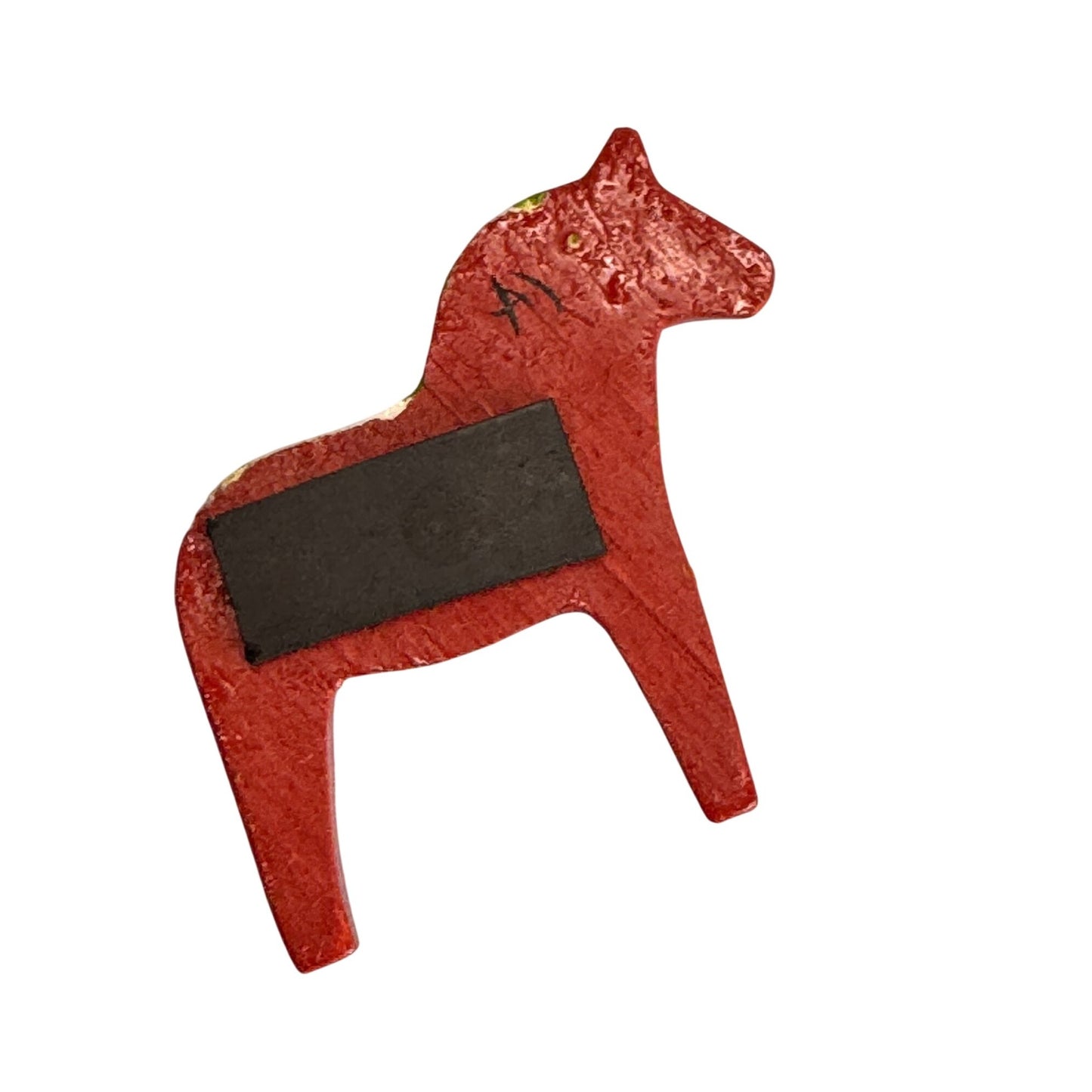Hand-Painted Swedish Dala Horse Magnet 2" Red Folk Art Sweden