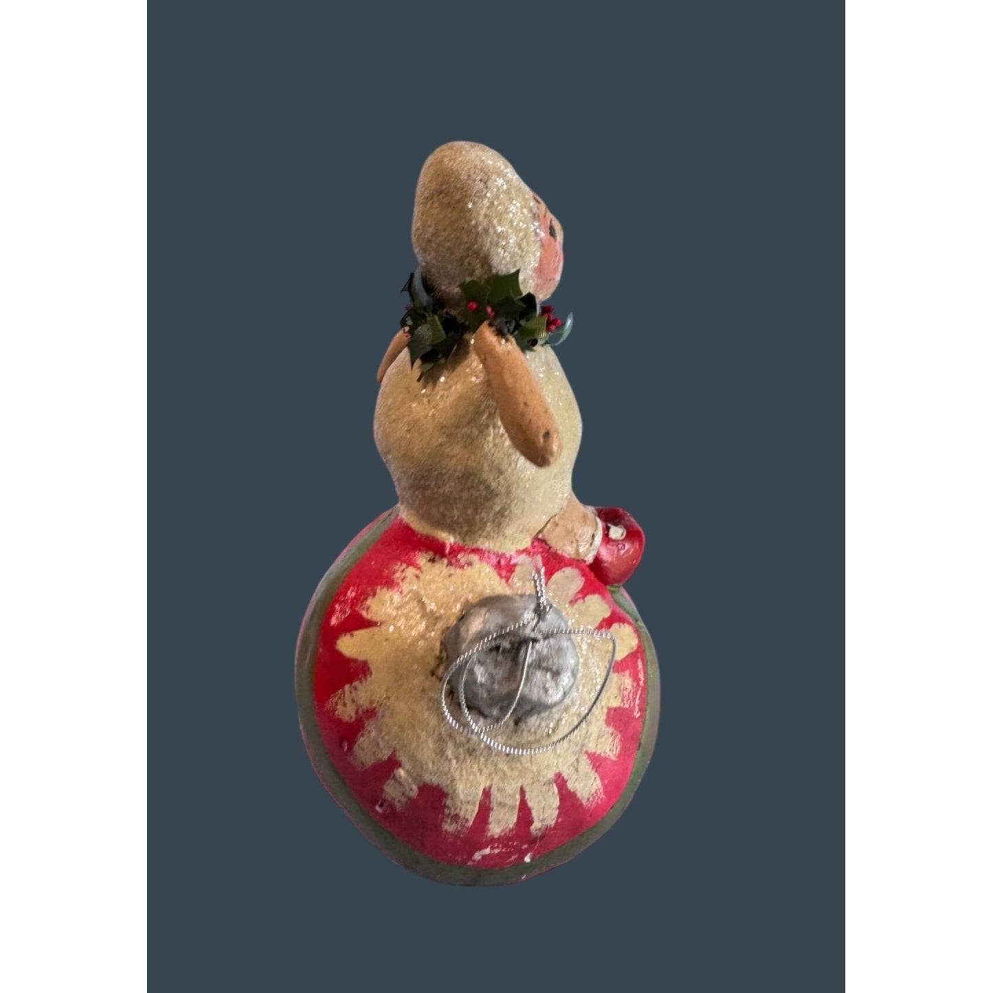 2004 Penny Mcallister Paper Mache Girl on Ornament Christmas Figurine Folk Art