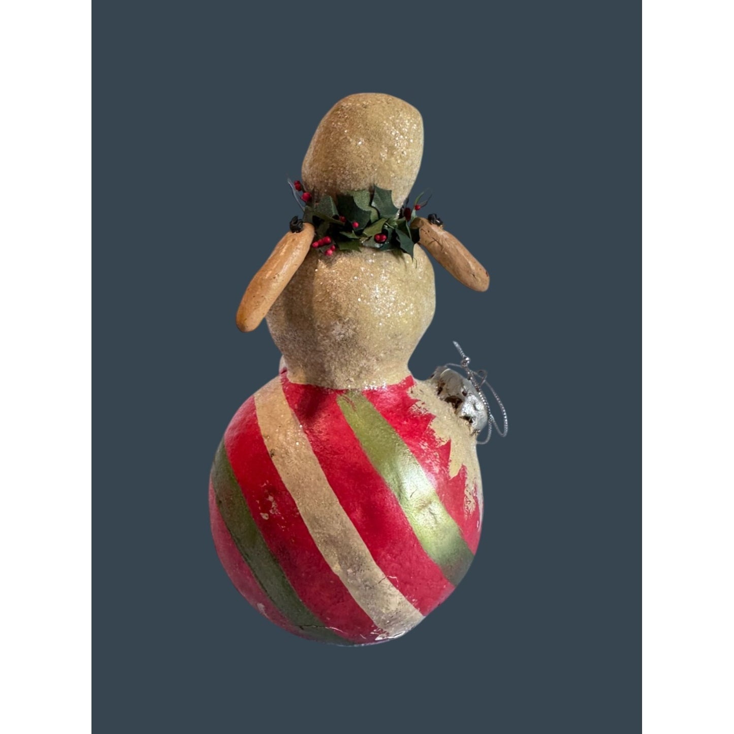 2004 Penny Mcallister Paper Mache Girl on Ornament Christmas Figurine Folk Art