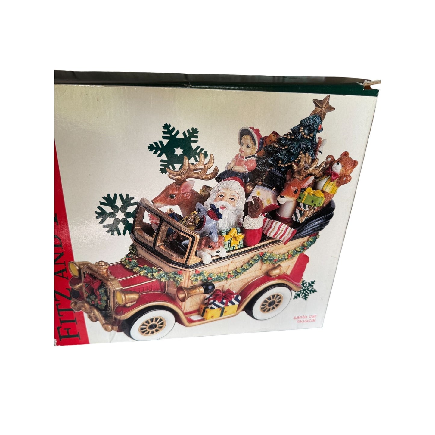 Fitz & Floyd Santa Musical Car Plays "Here Comes Santa Claus" With Original Box